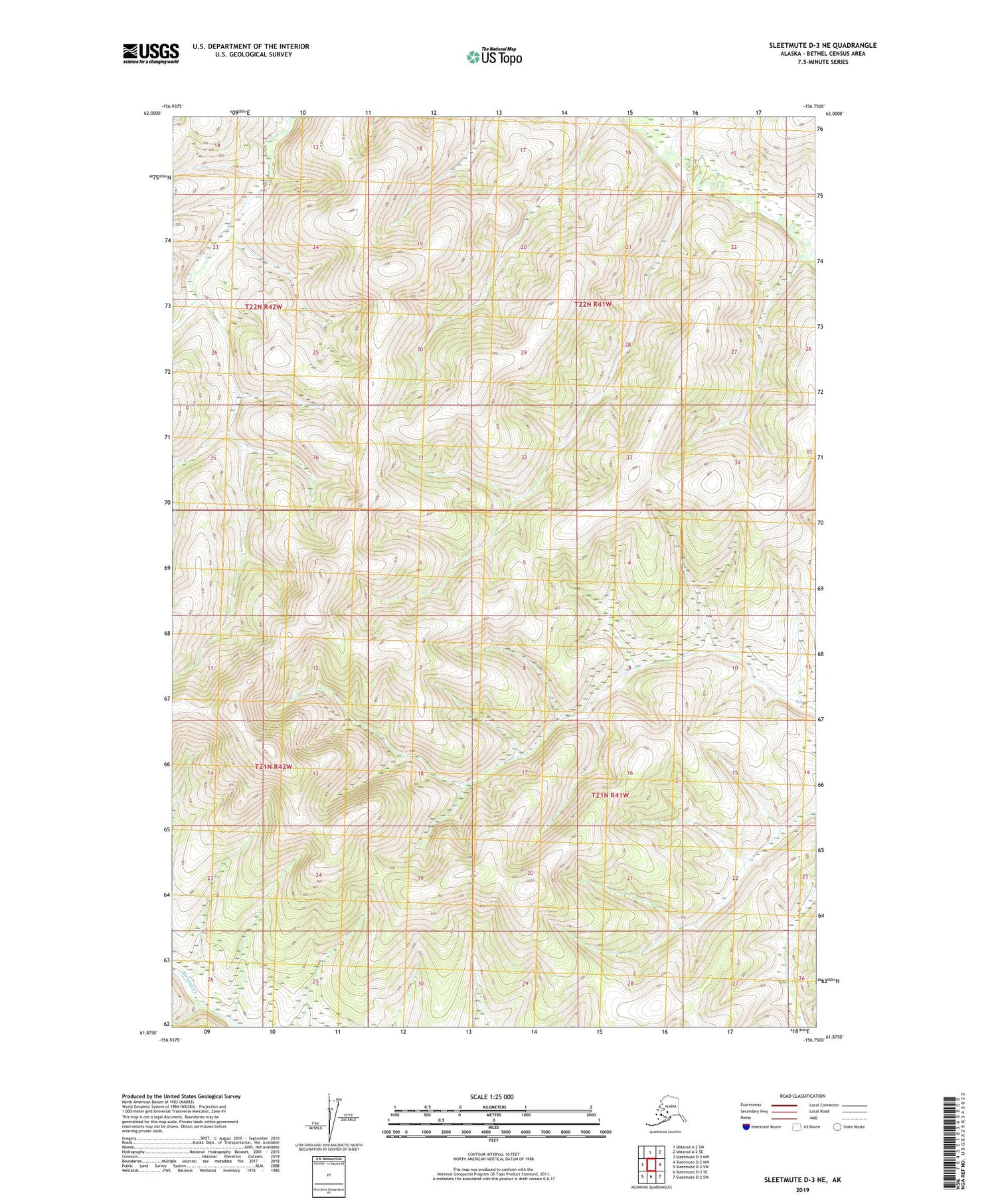 Sleetmute D-3 NE Alaska US Topo Map Image
