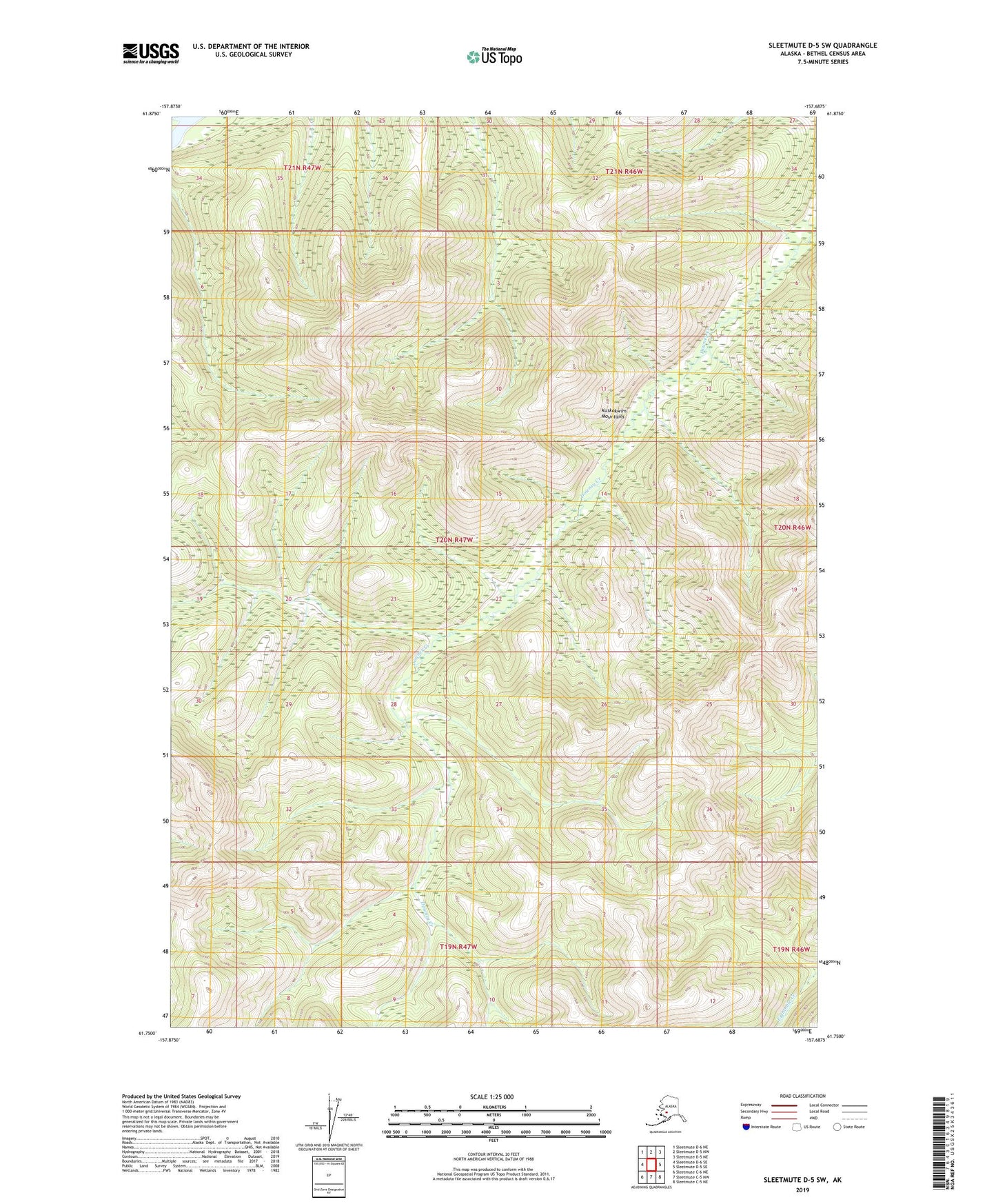 Sleetmute D-5 SW Alaska US Topo Map Image