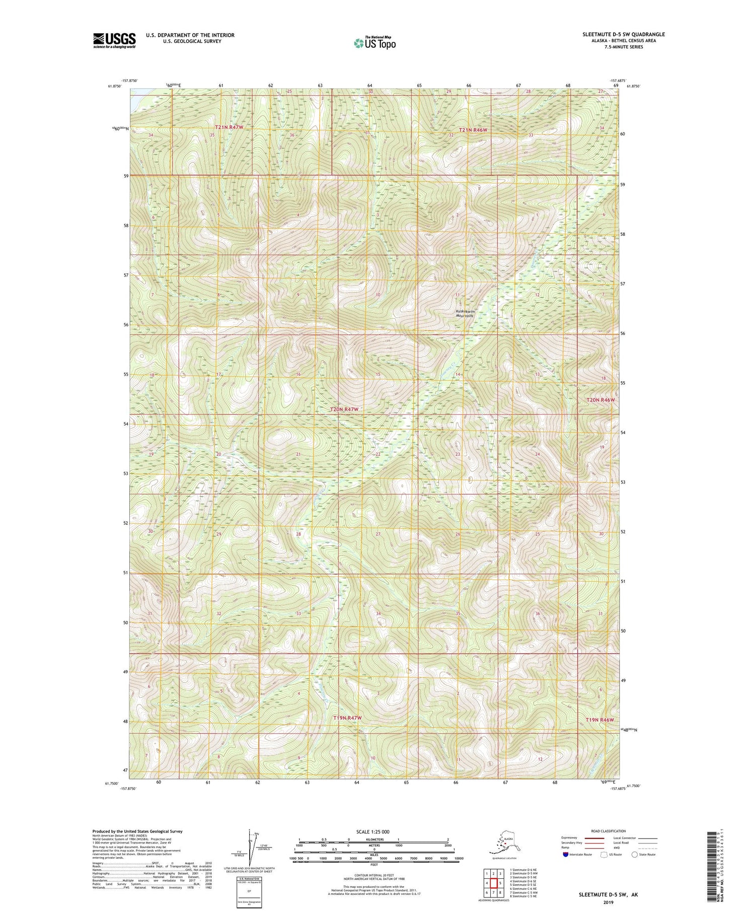 Sleetmute D-5 SW Alaska US Topo Map Image