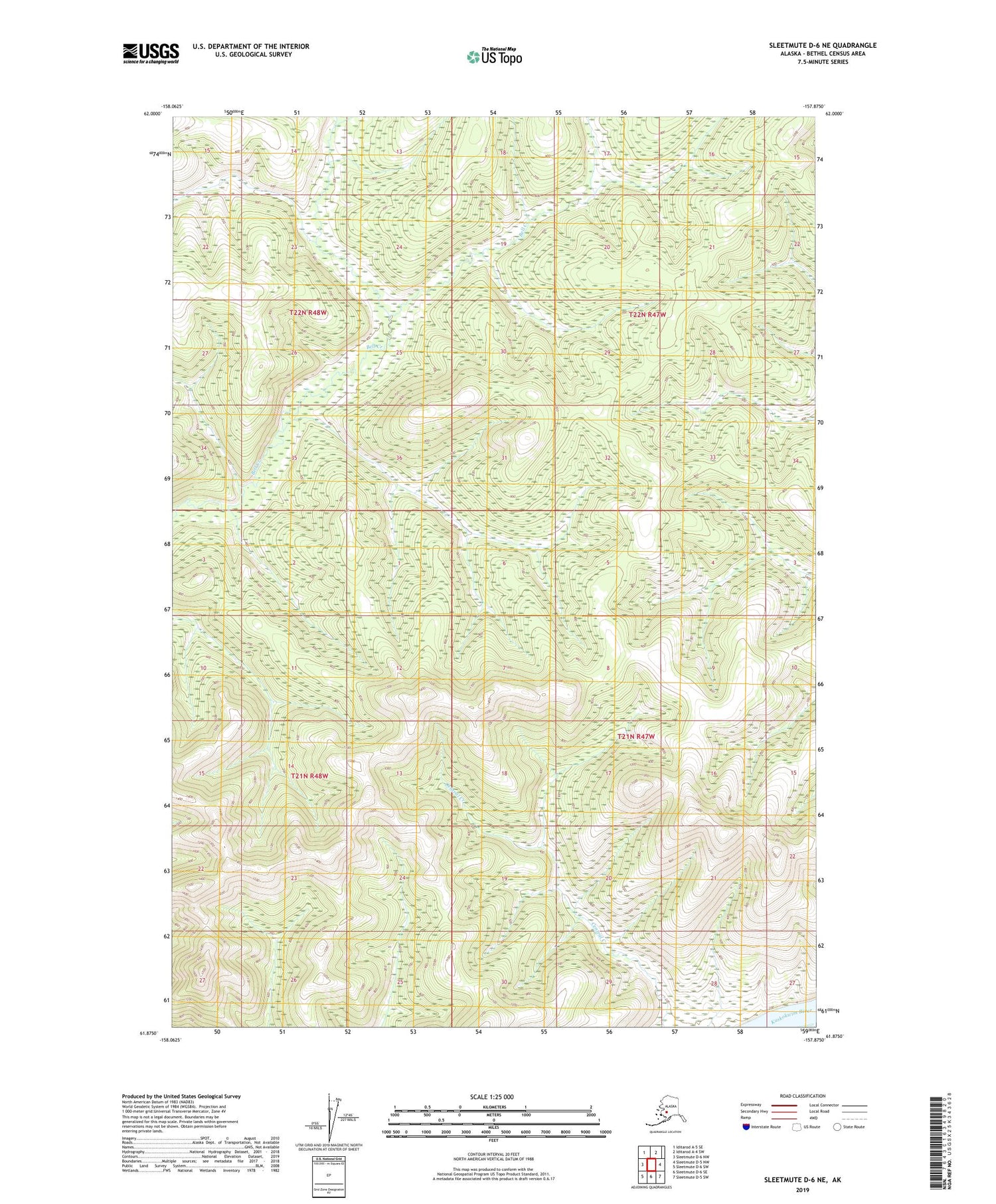 Sleetmute D-6 NE Alaska US Topo Map Image