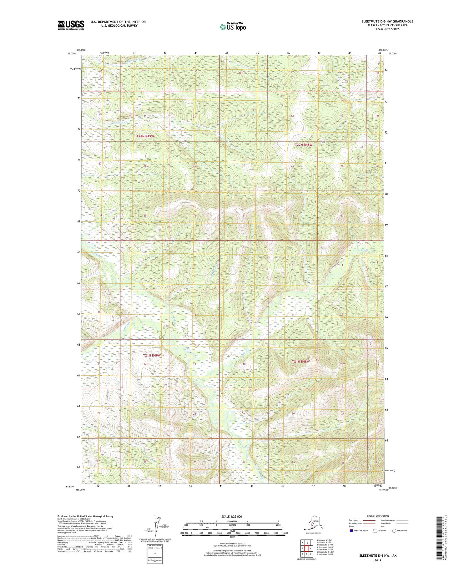 Sleetmute D-6 NW Alaska US Topo Map Image