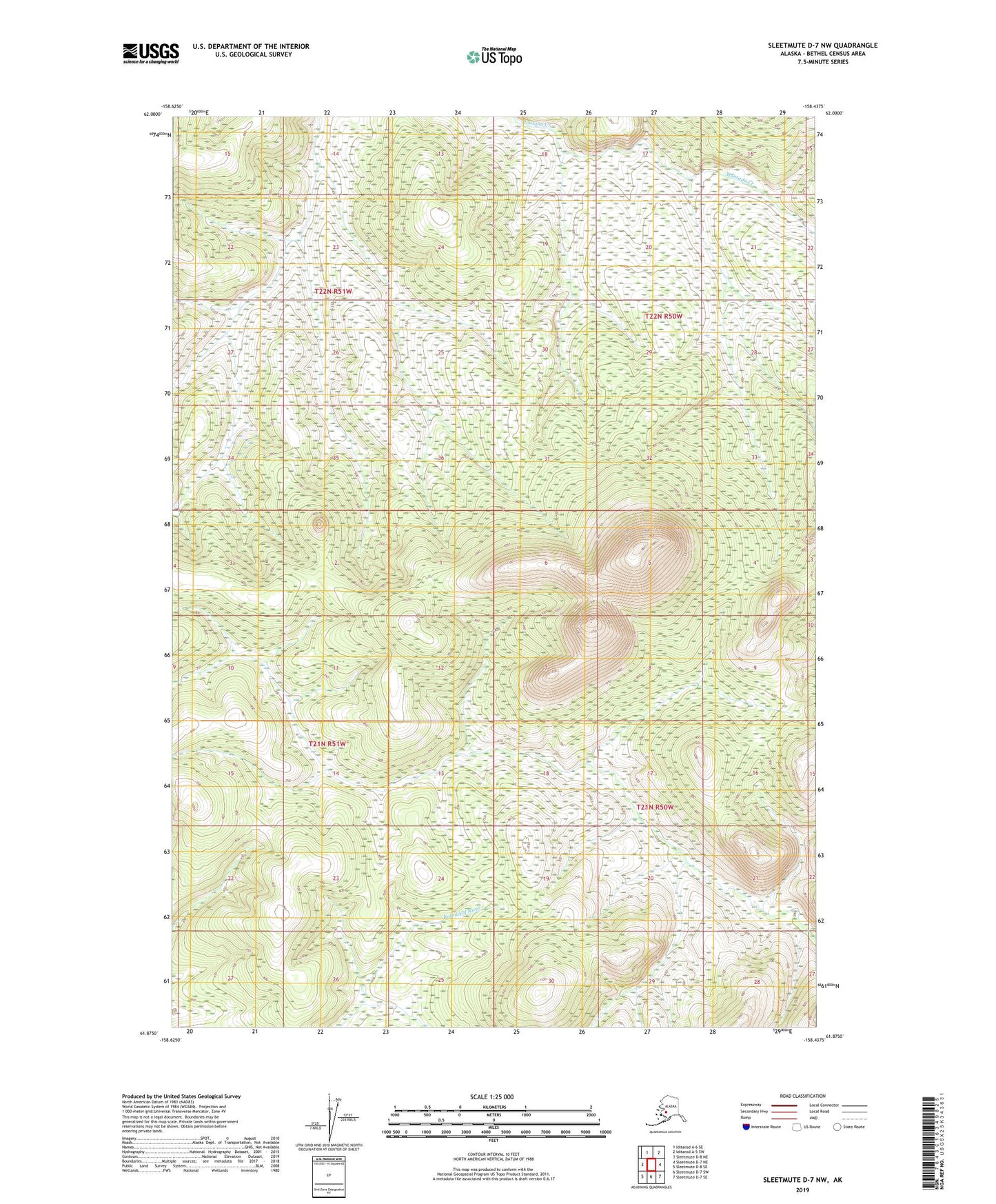 Sleetmute D-7 NW Alaska US Topo Map Image