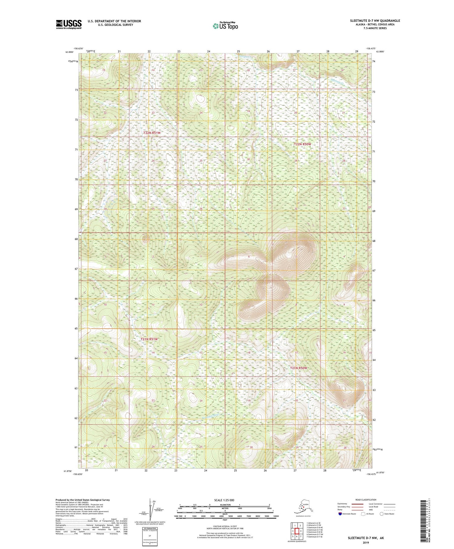 Sleetmute D-7 NW Alaska US Topo Map Image