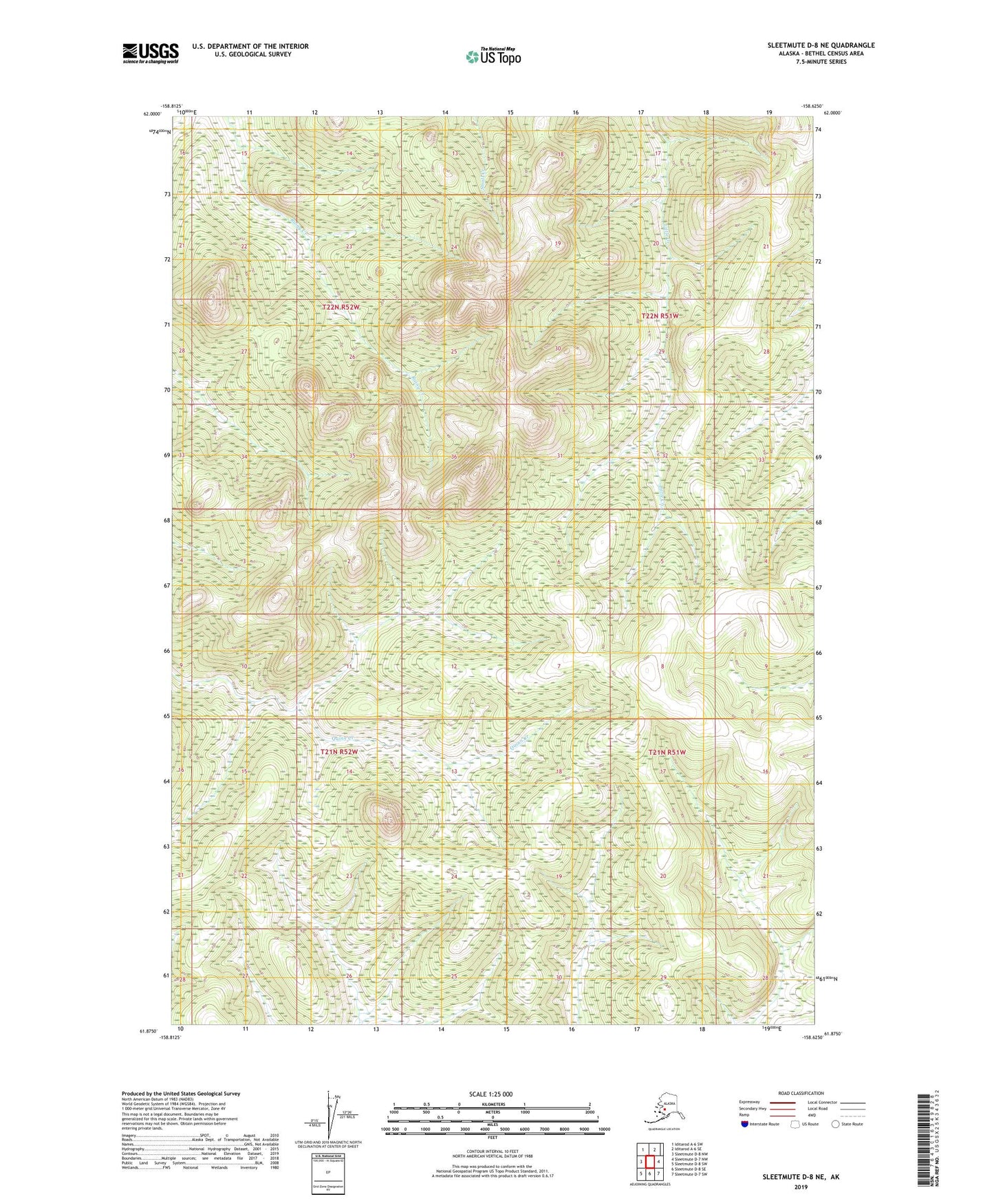 Sleetmute D-8 NE Alaska US Topo Map Image