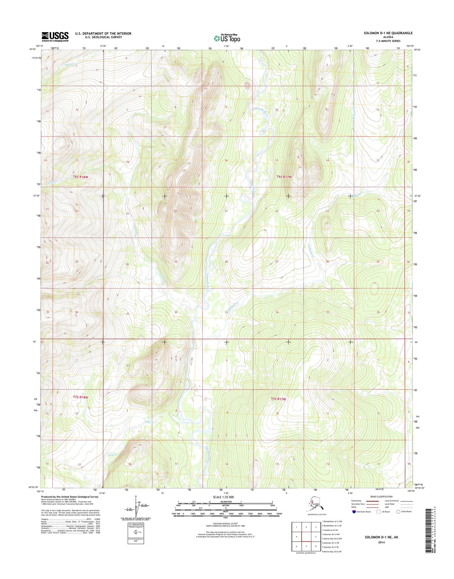 Solomon D-1 NE Alaska US Topo Map Image
