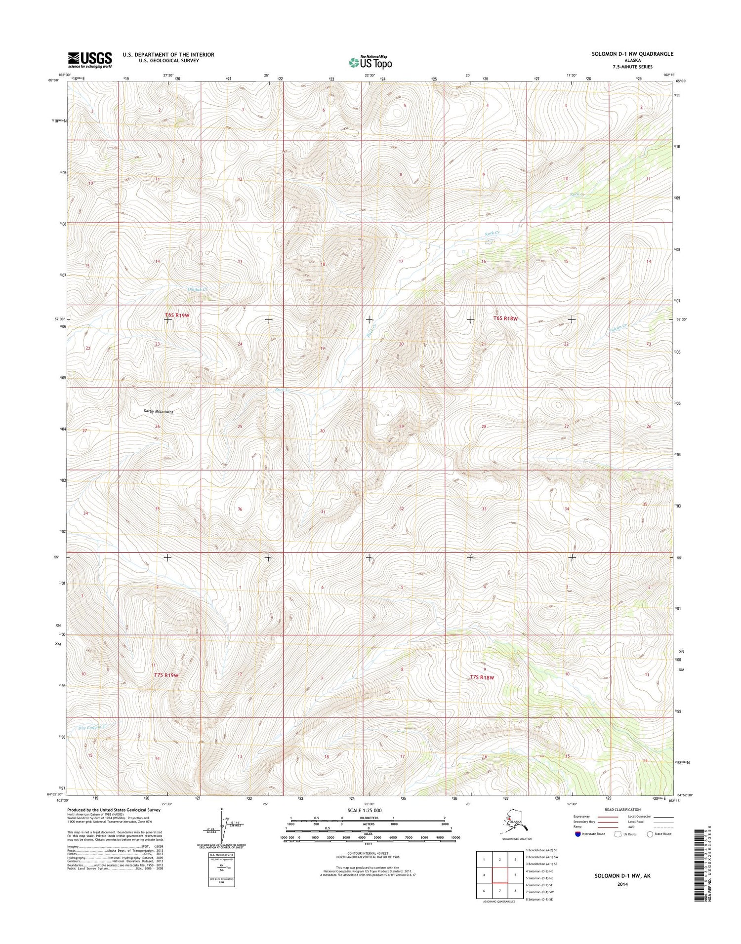 Solomon D-1 NW Alaska US Topo Map Image