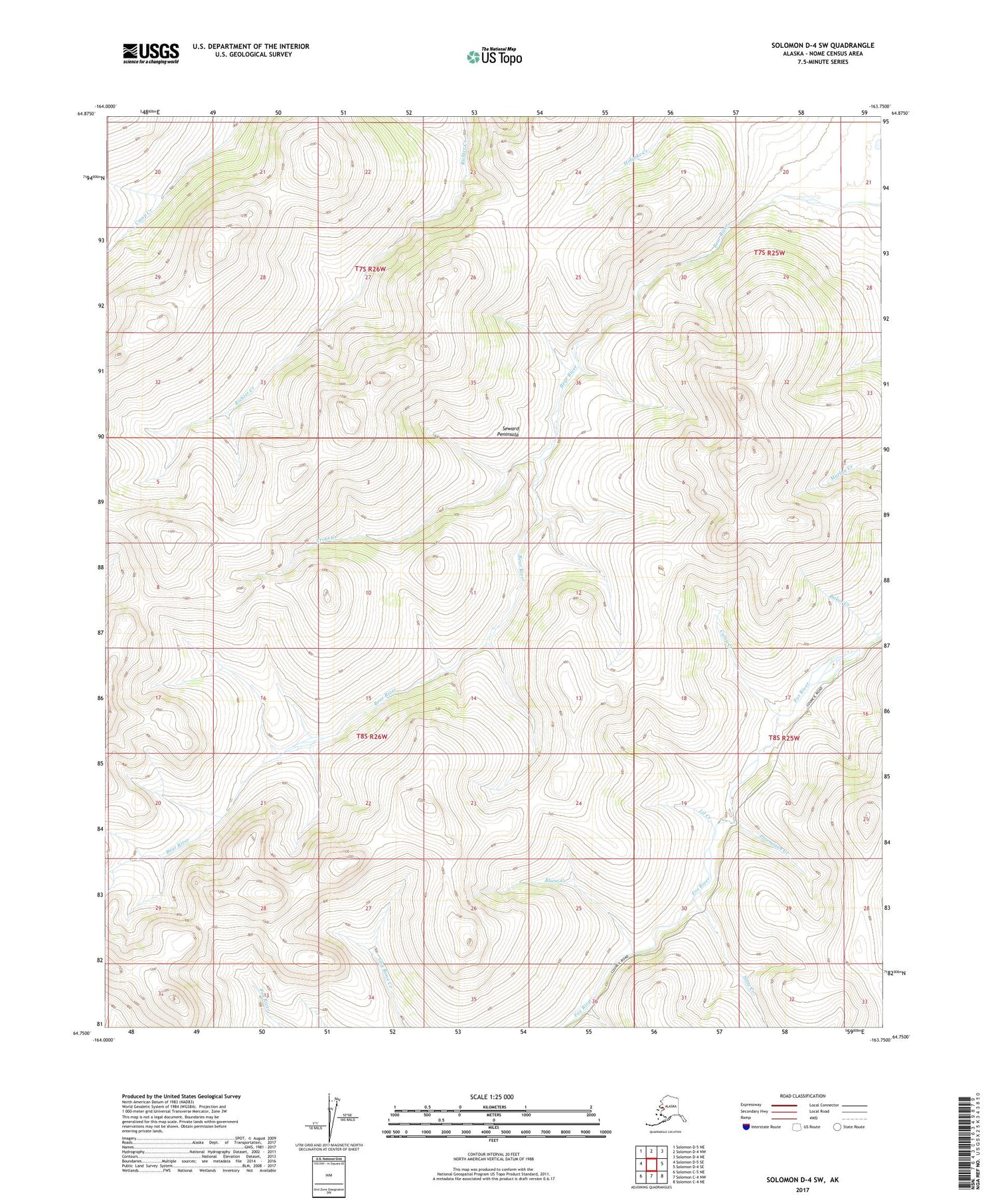 Solomon D-4 SW Alaska US Topo Map Image