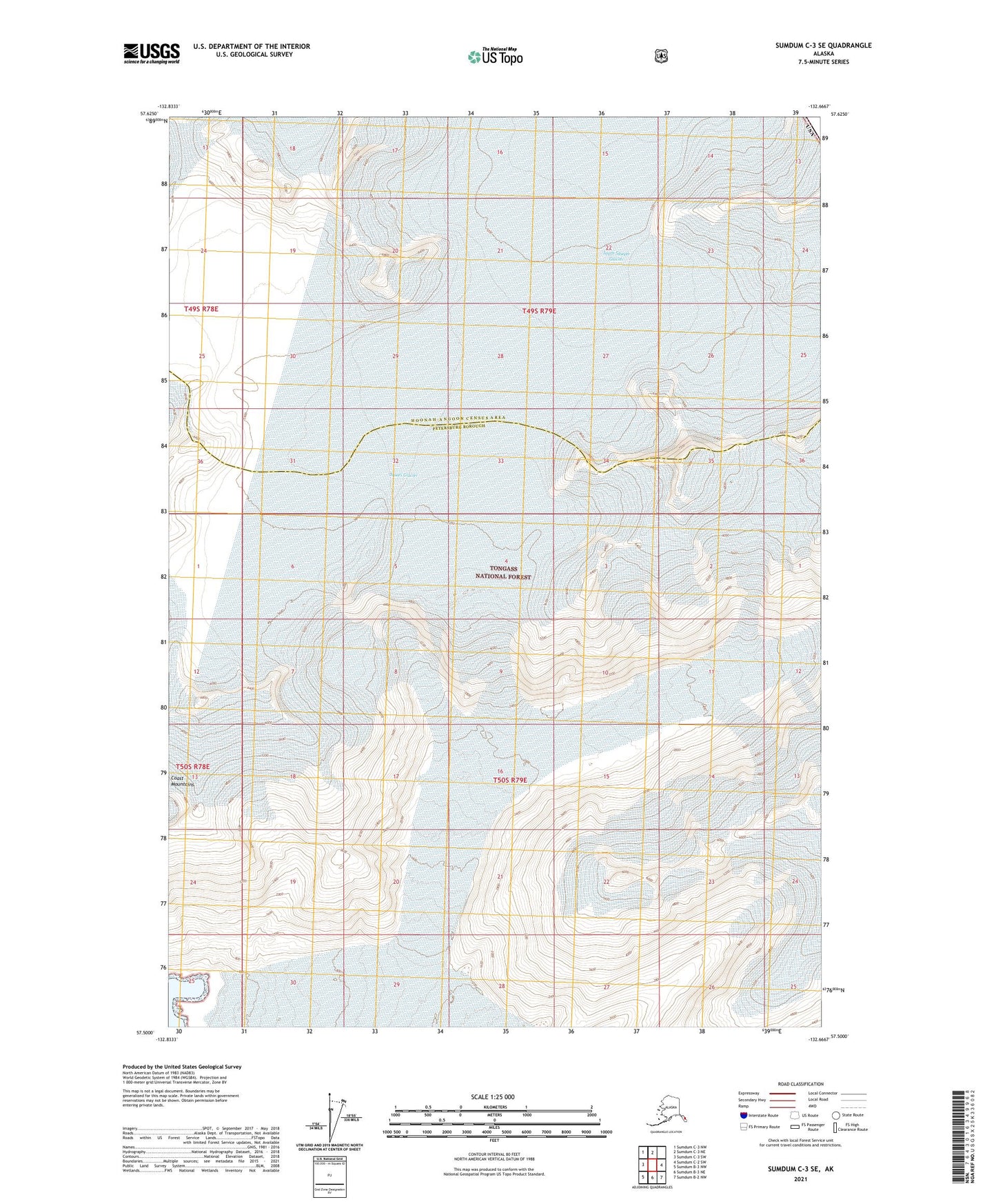 Sumdum C-3 SE Alaska US Topo Map Image