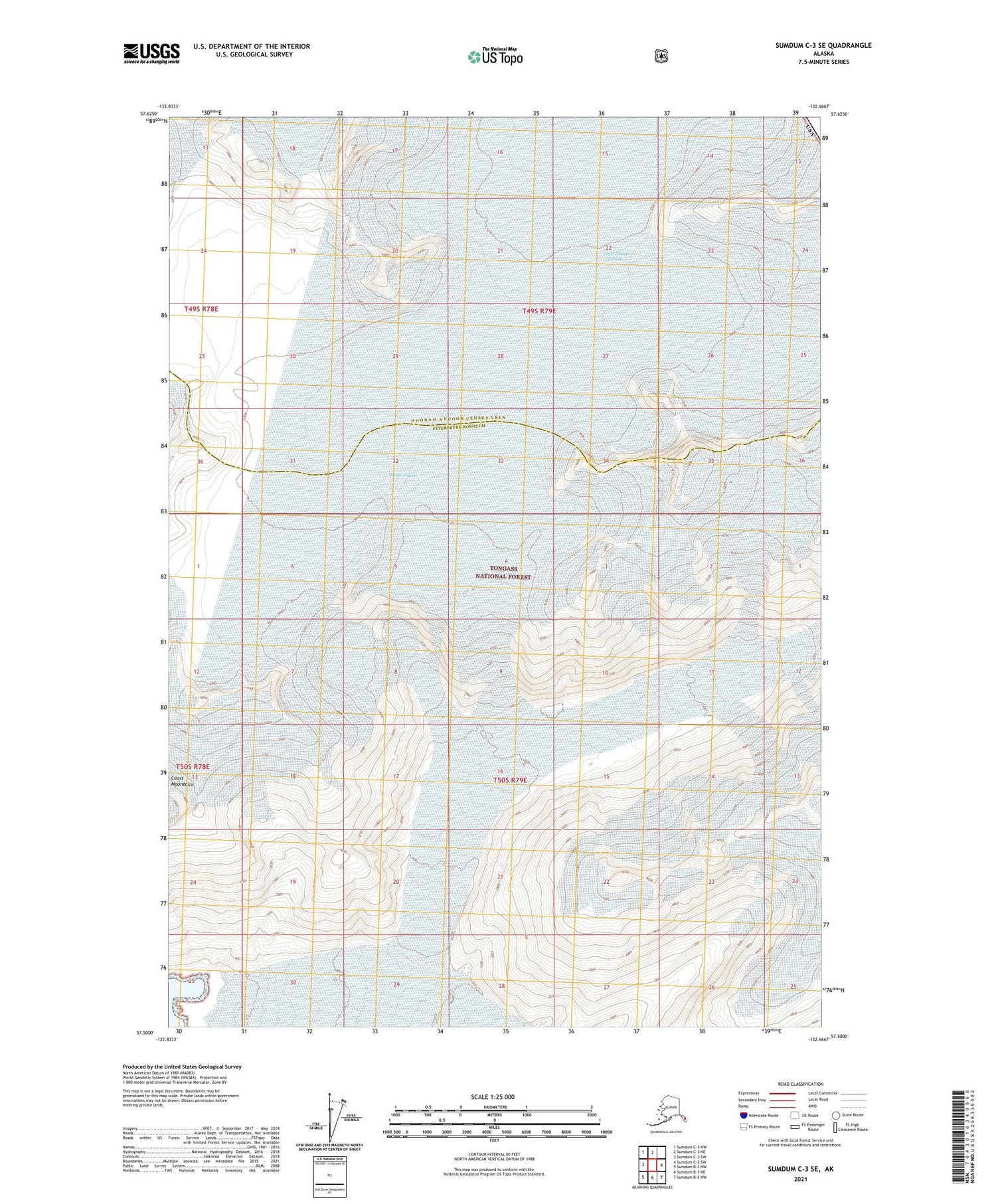 Sumdum C-3 SE Alaska US Topo Map Image