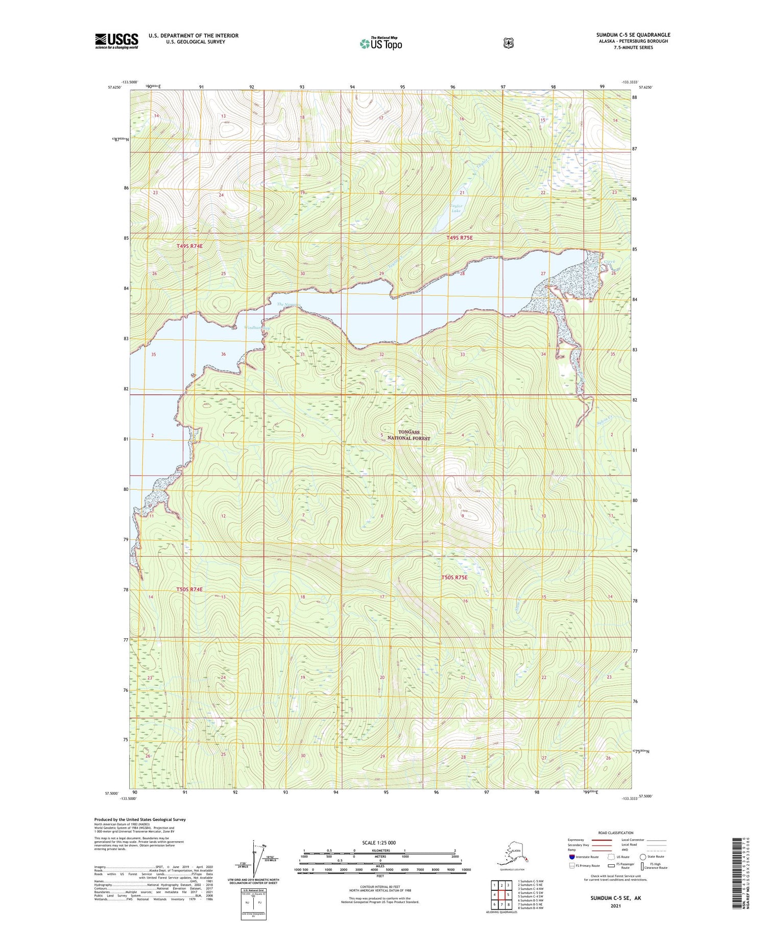 Sumdum C-5 SE Alaska US Topo Map Image