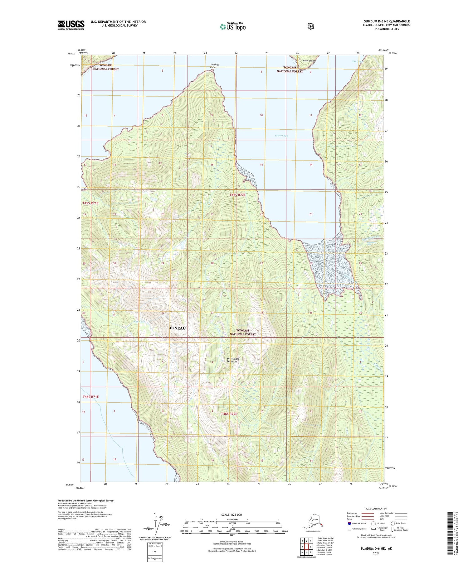 Sumdum D-6 NE Alaska US Topo Map Image