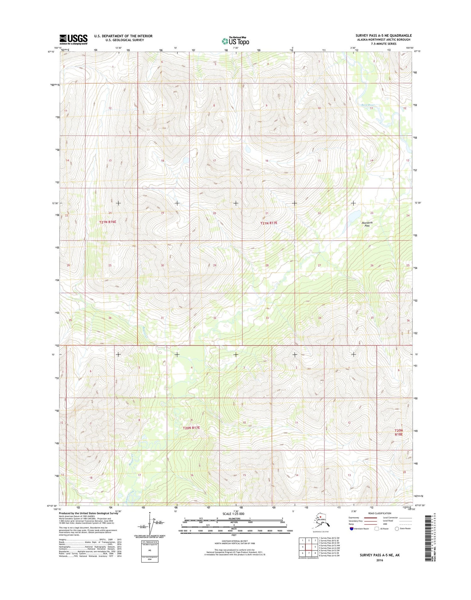 Survey Pass A-5 NE Alaska US Topo Map Image