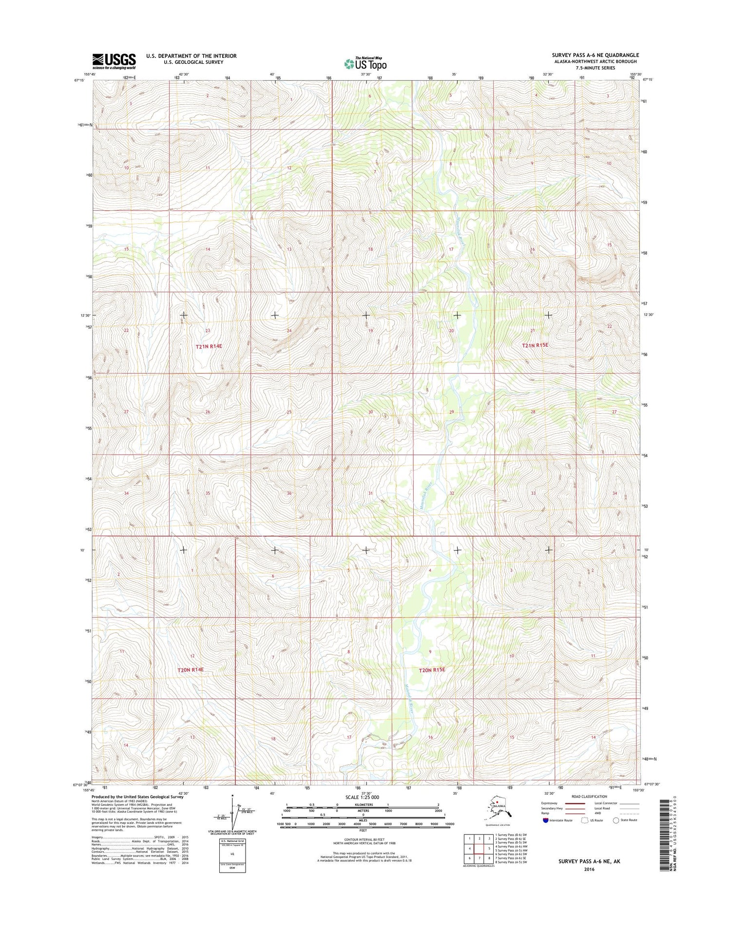 Survey Pass A-6 NE Alaska US Topo Map Image