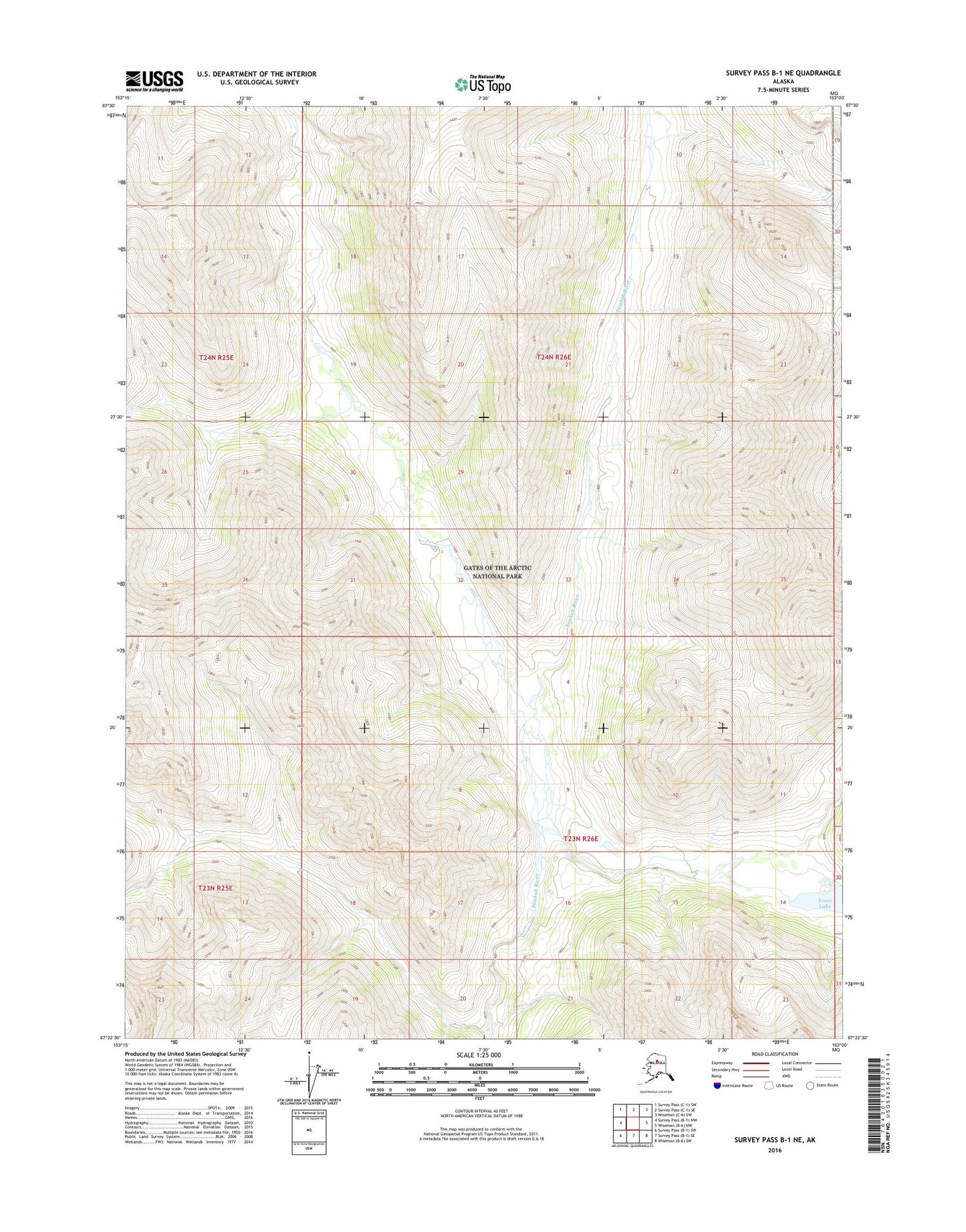 Survey Pass B-1 NE Alaska US Topo Map Image