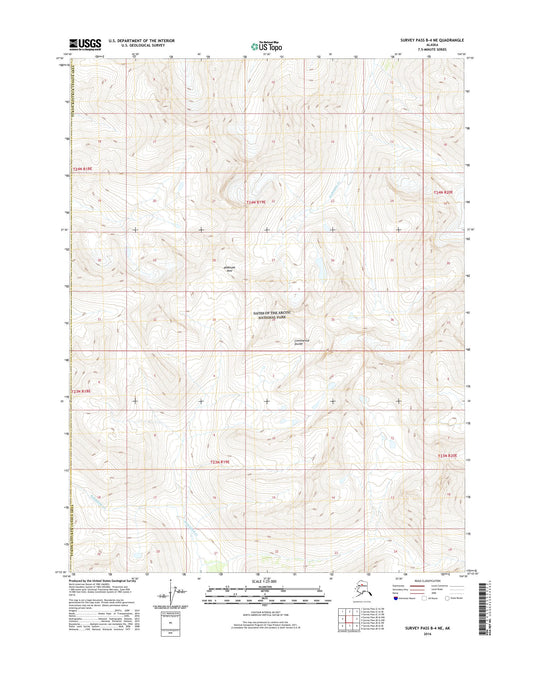 Survey Pass B-4 NE Alaska US Topo Map Image