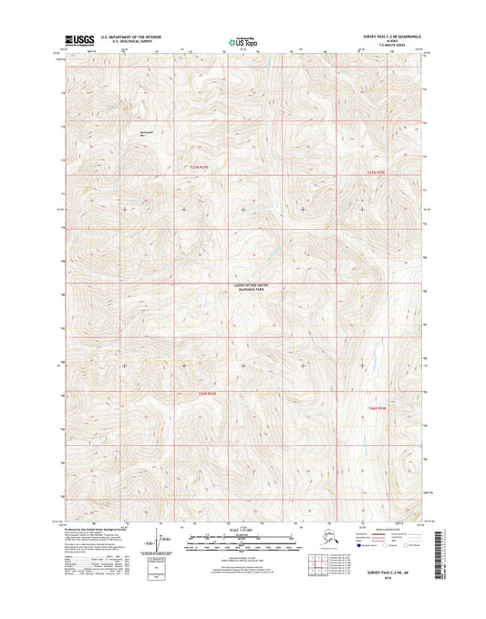 Survey Pass C-2 NE Alaska US Topo Map Image