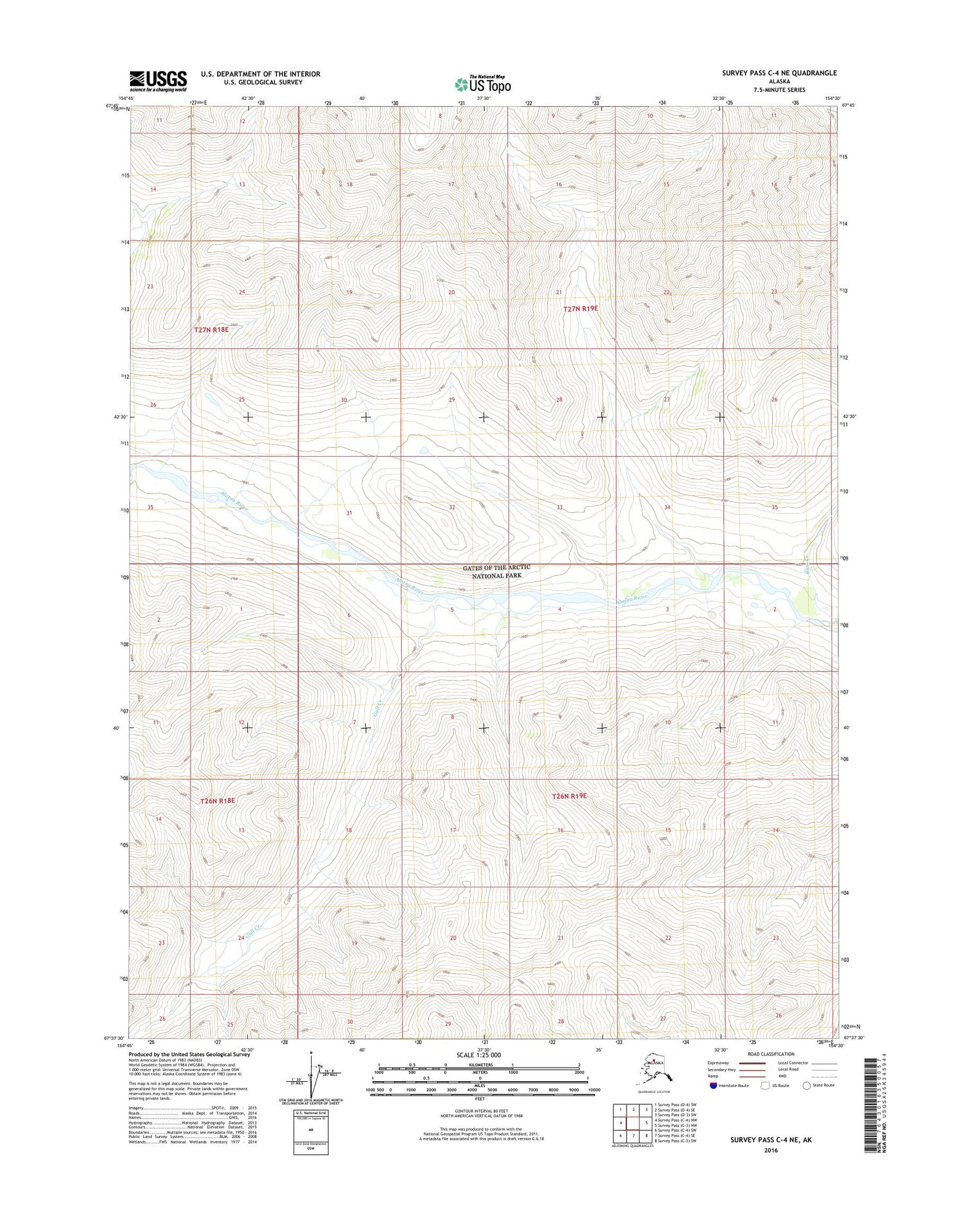 Survey Pass C-4 NE Alaska US Topo Map Image