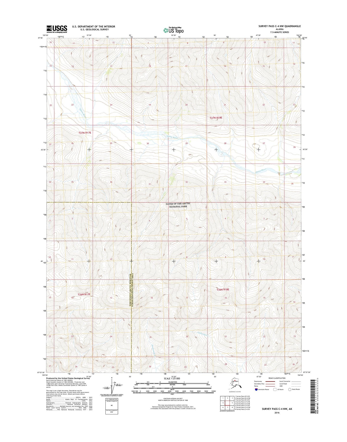 Survey Pass C-4 NW Alaska US Topo Map Image