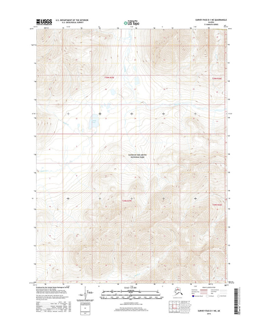 Survey Pass D-1 NE Alaska US Topo Map Image
