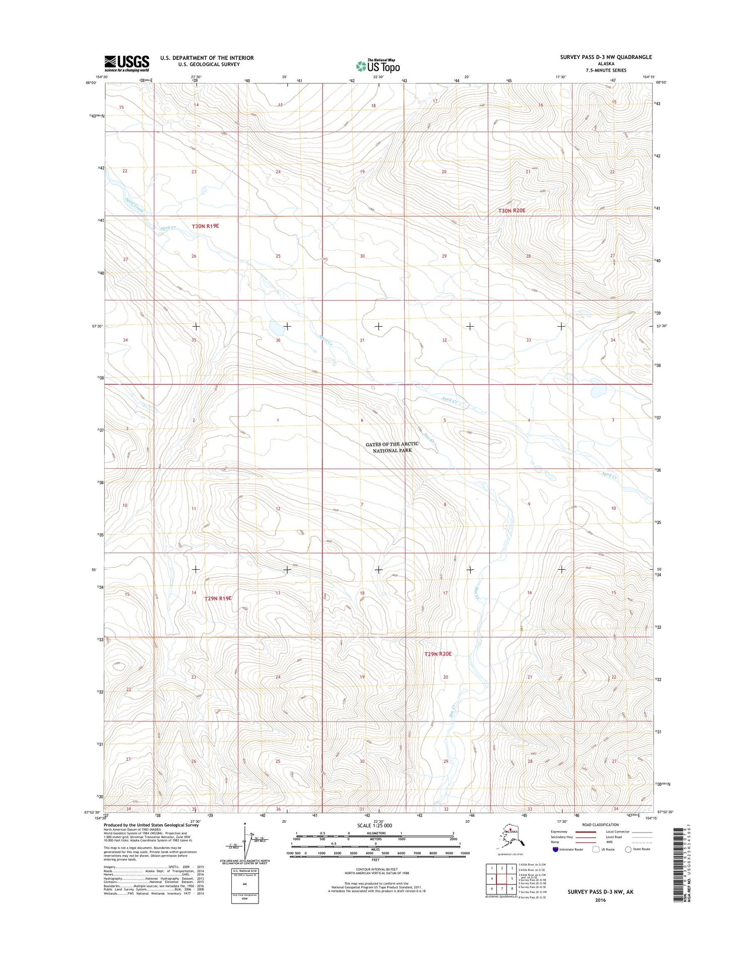 Survey Pass D-3 NW Alaska US Topo Map Image