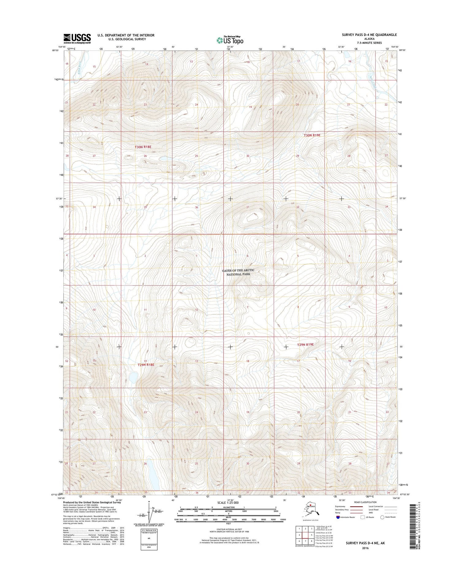 Survey Pass D-4 NE Alaska US Topo Map Image