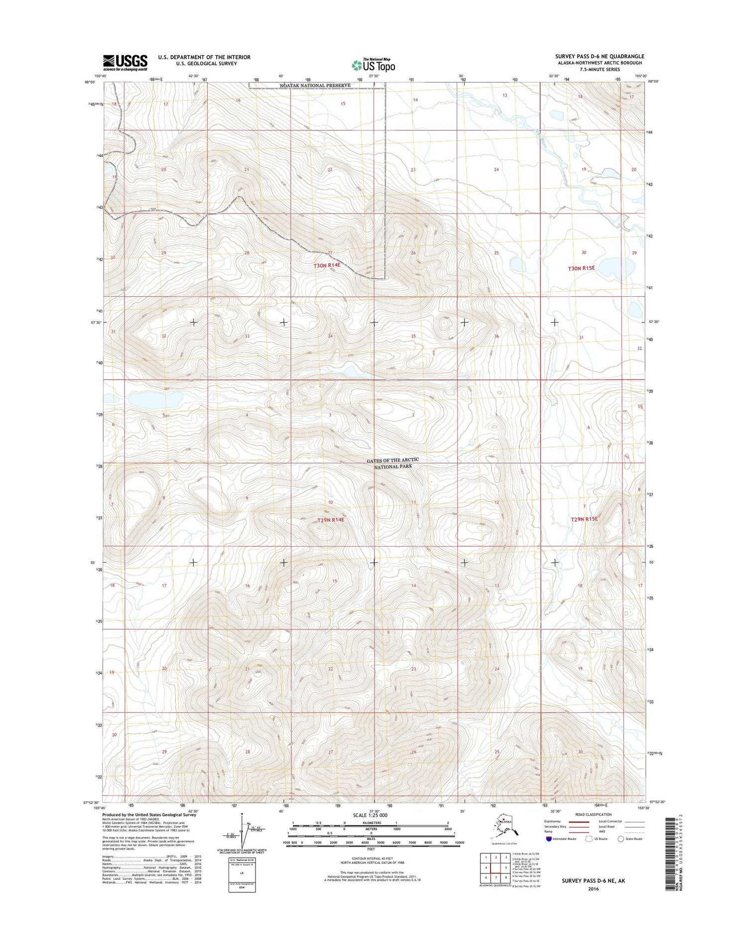 Survey Pass D-6 NE Alaska US Topo Map Image