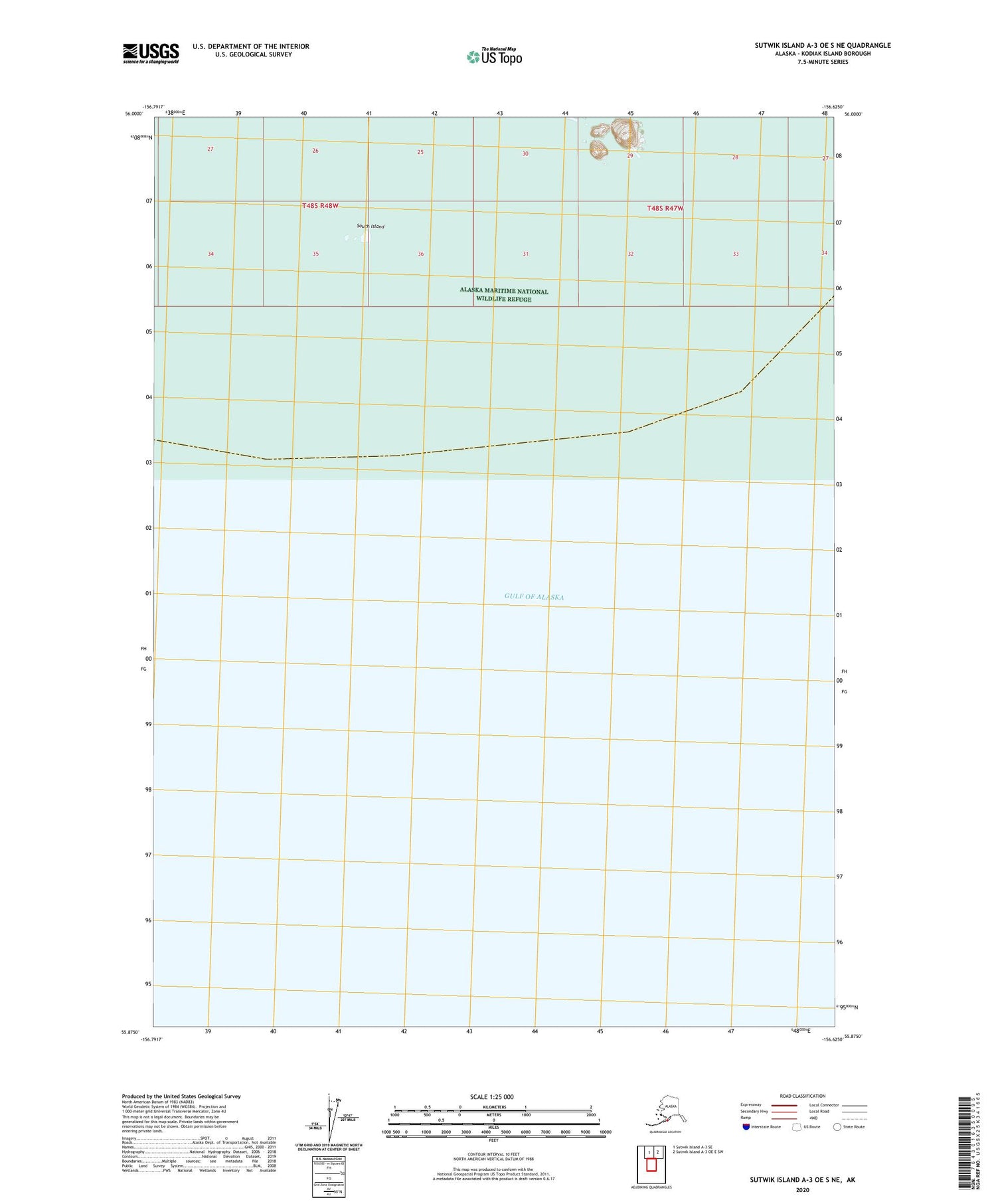 Sutwik Island A-3 OE S NE Alaska US Topo Map Image