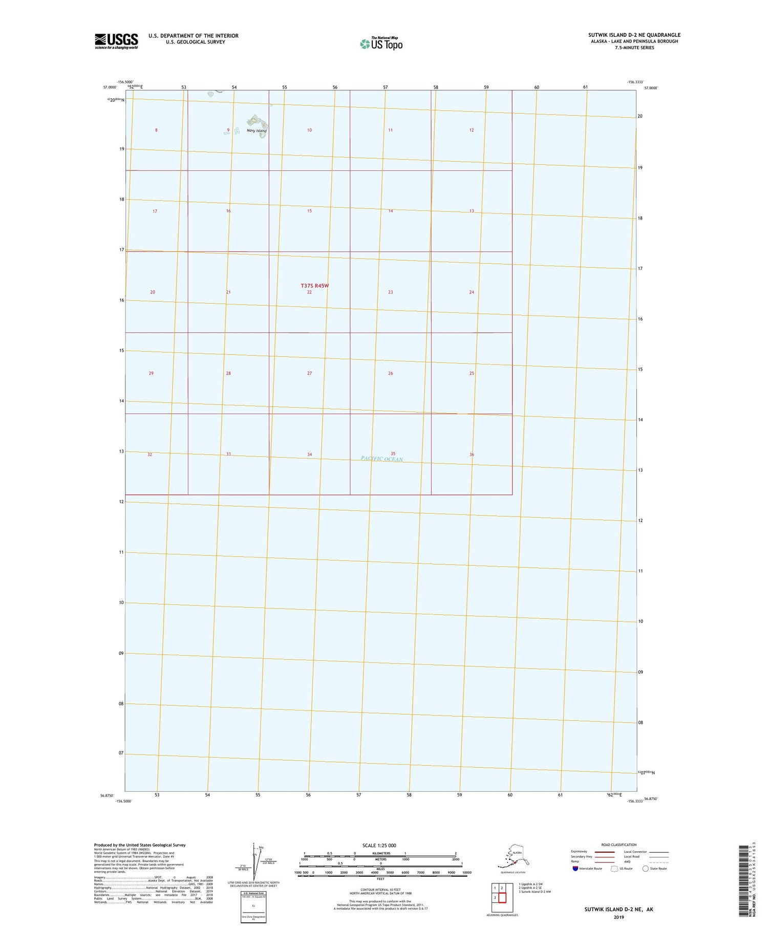 Sutwik Island D-2 NE Alaska US Topo Map Image