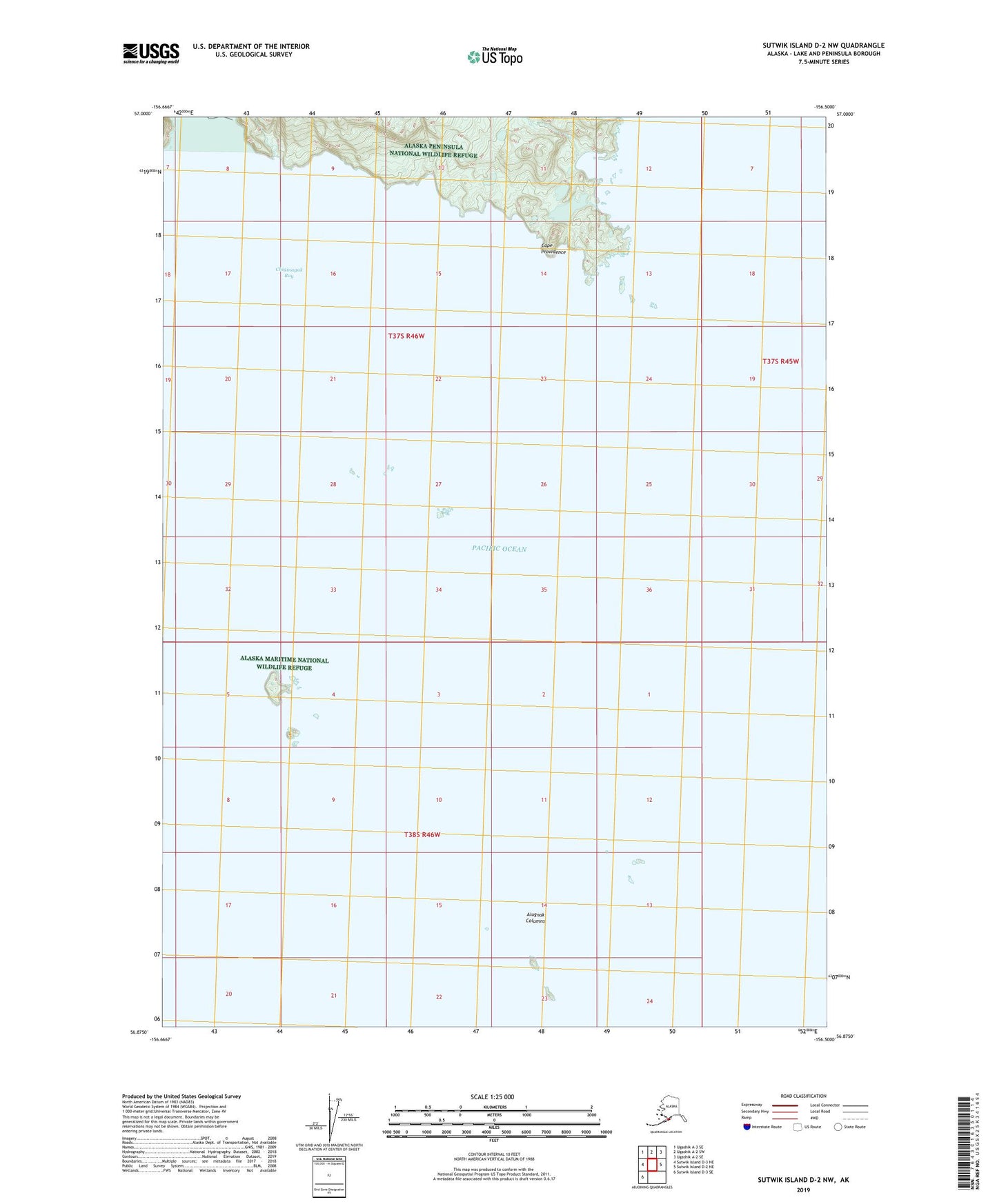 Sutwik Island D-2 NW Alaska US Topo Map Image