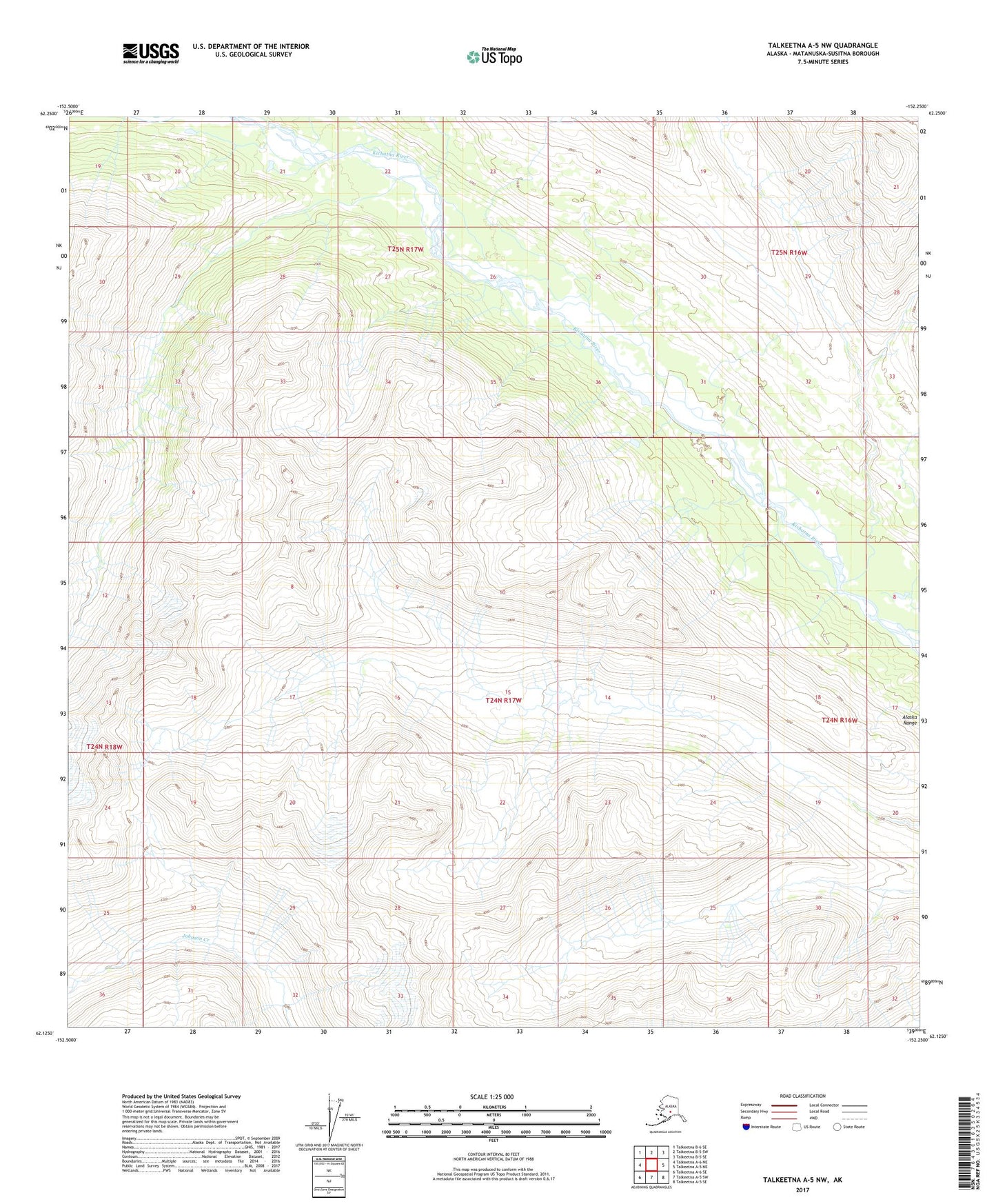 Talkeetna A-5 NW Alaska US Topo Map Image