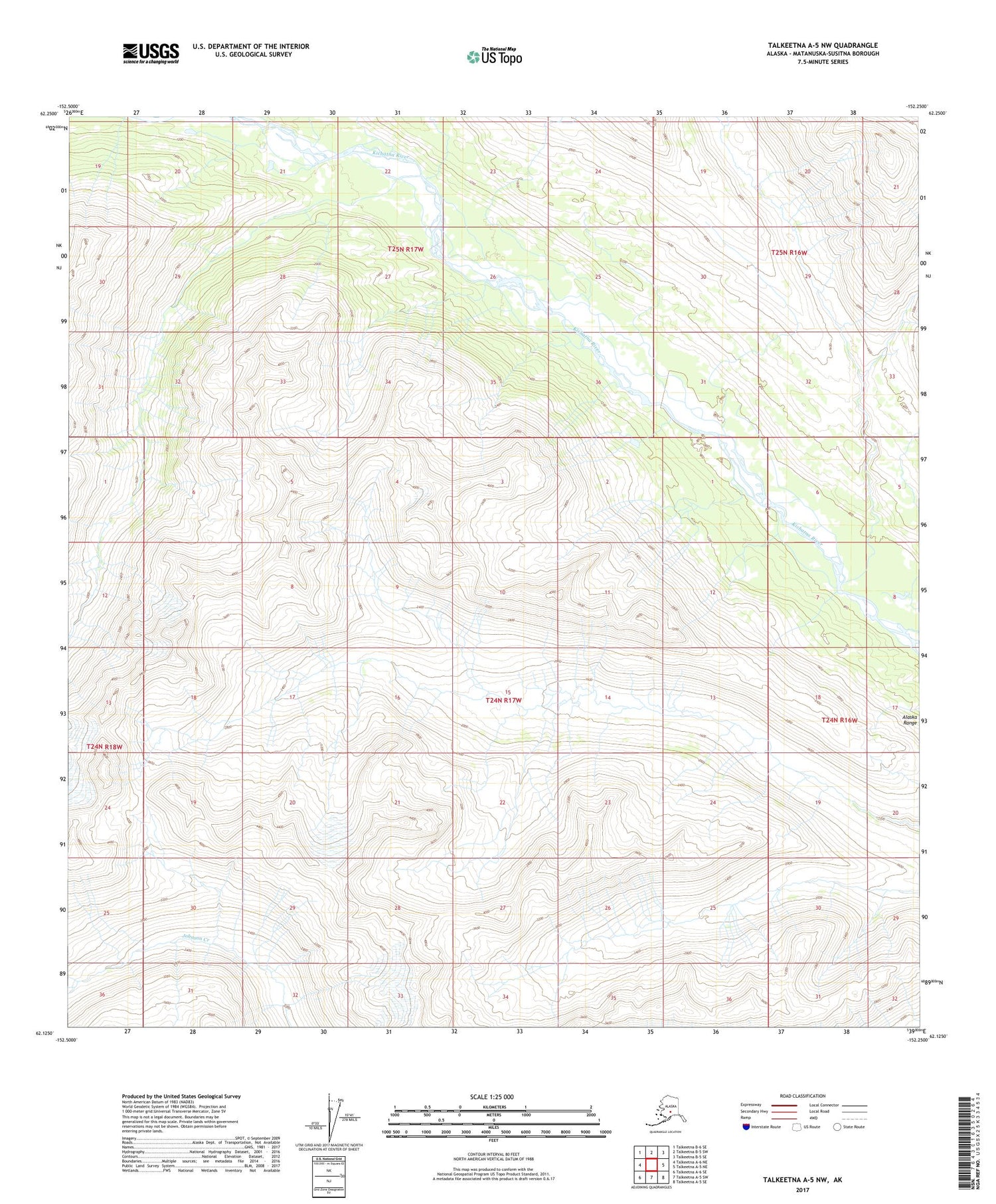 Talkeetna A-5 NW Alaska US Topo Map Image