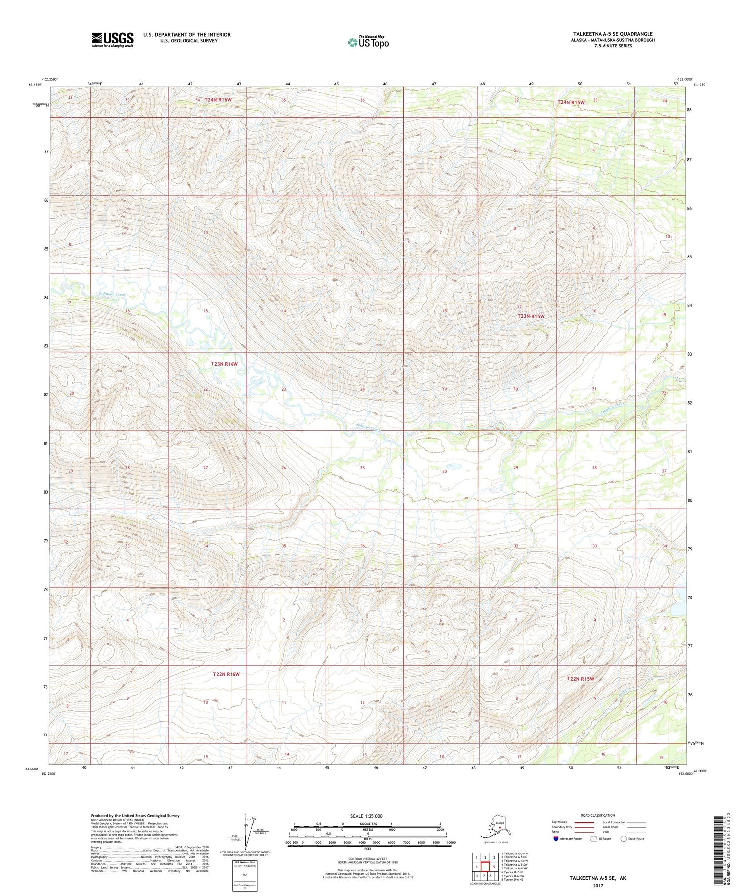 Talkeetna A-5 SE Alaska US Topo Map Image