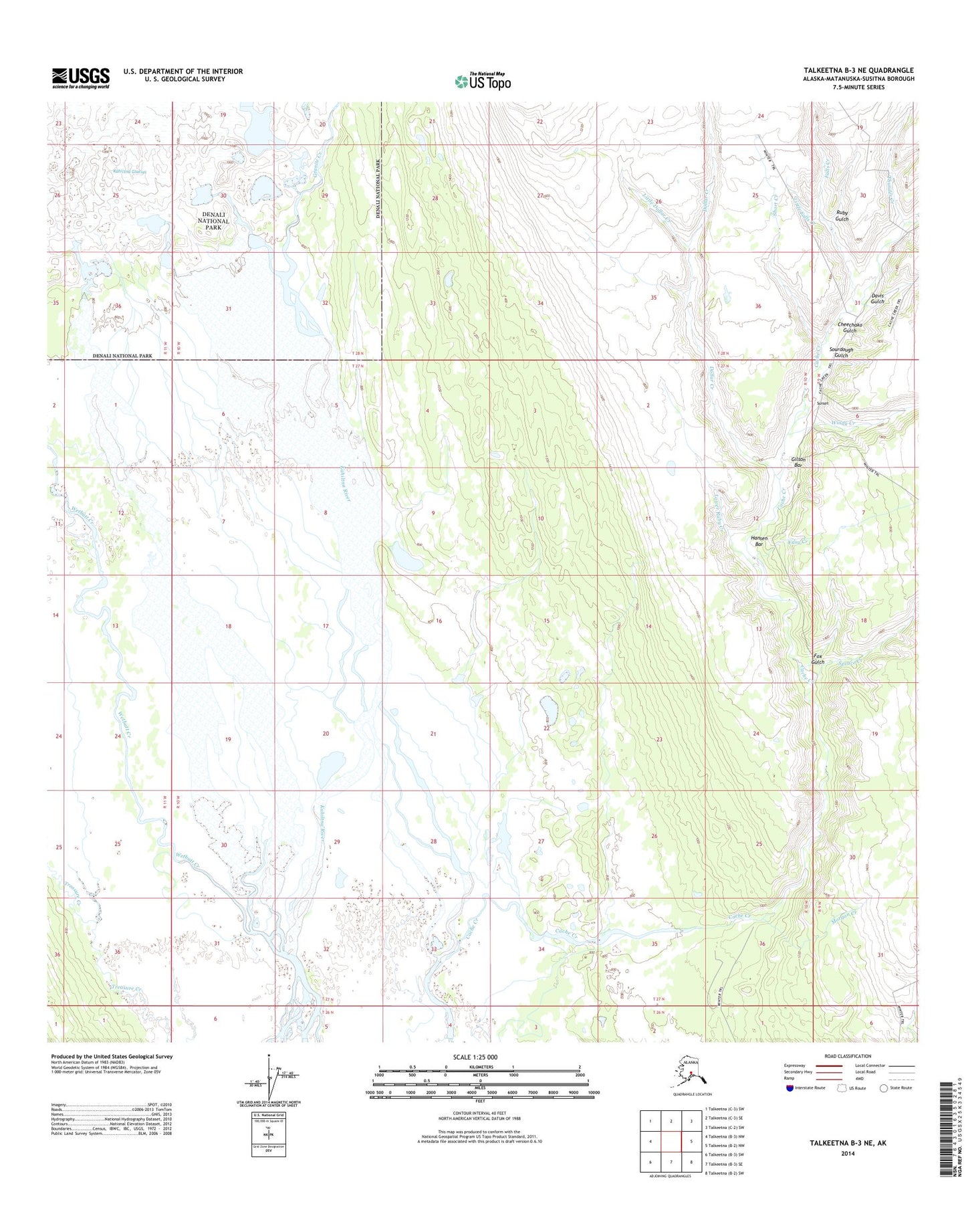Talkeetna B-3 NE Alaska US Topo Map Image