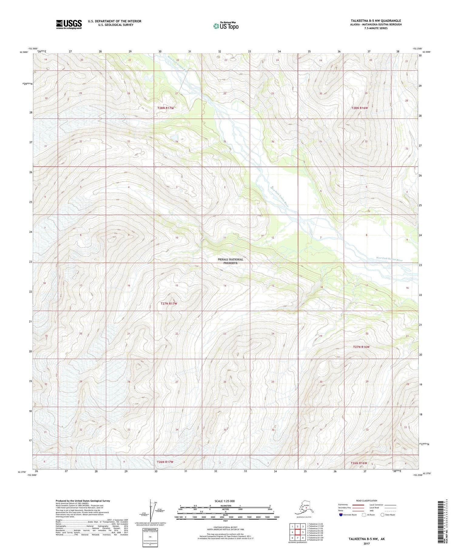 Talkeetna B-5 NW Alaska US Topo Map Image