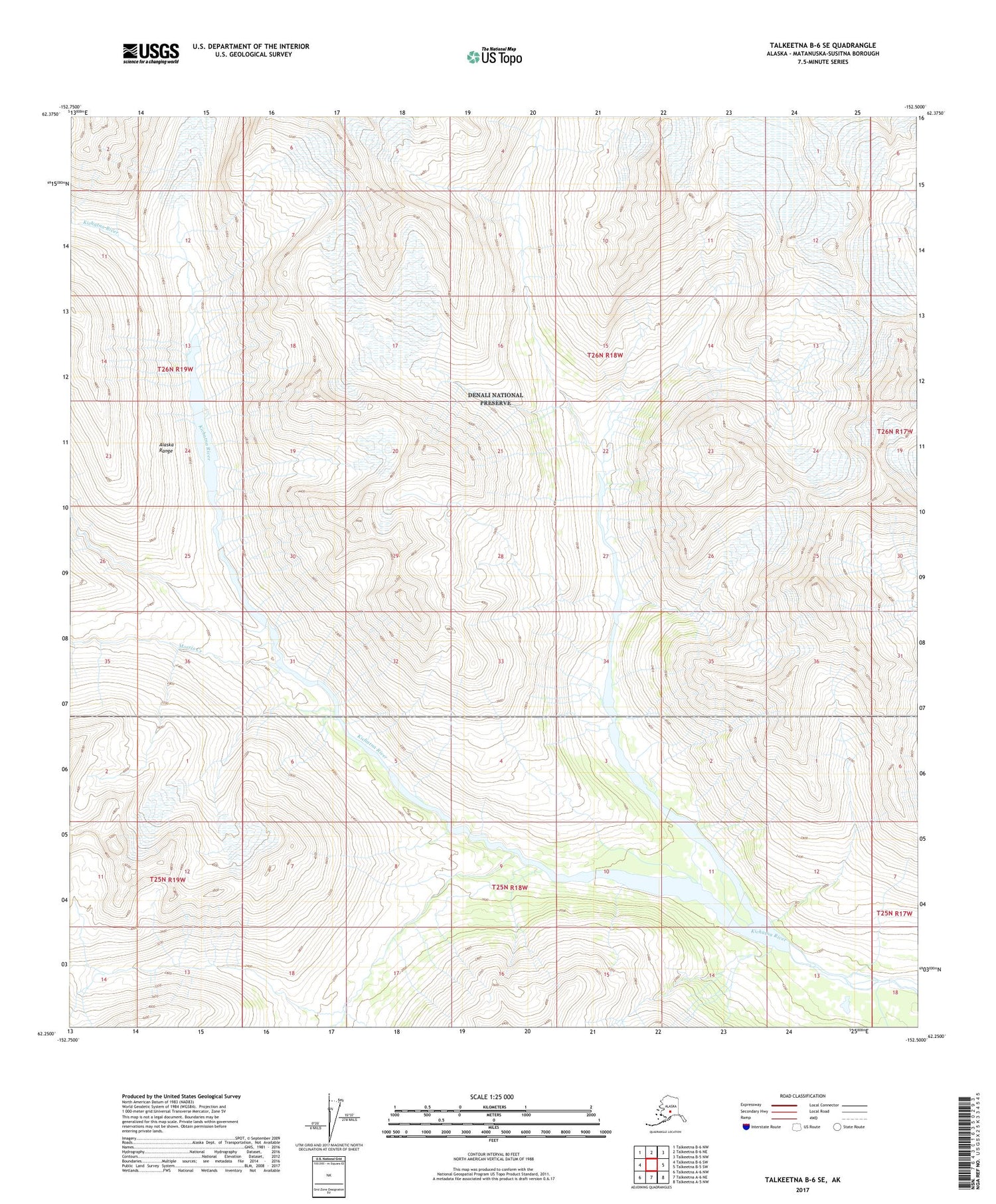 Talkeetna B-6 SE Alaska US Topo Map Image