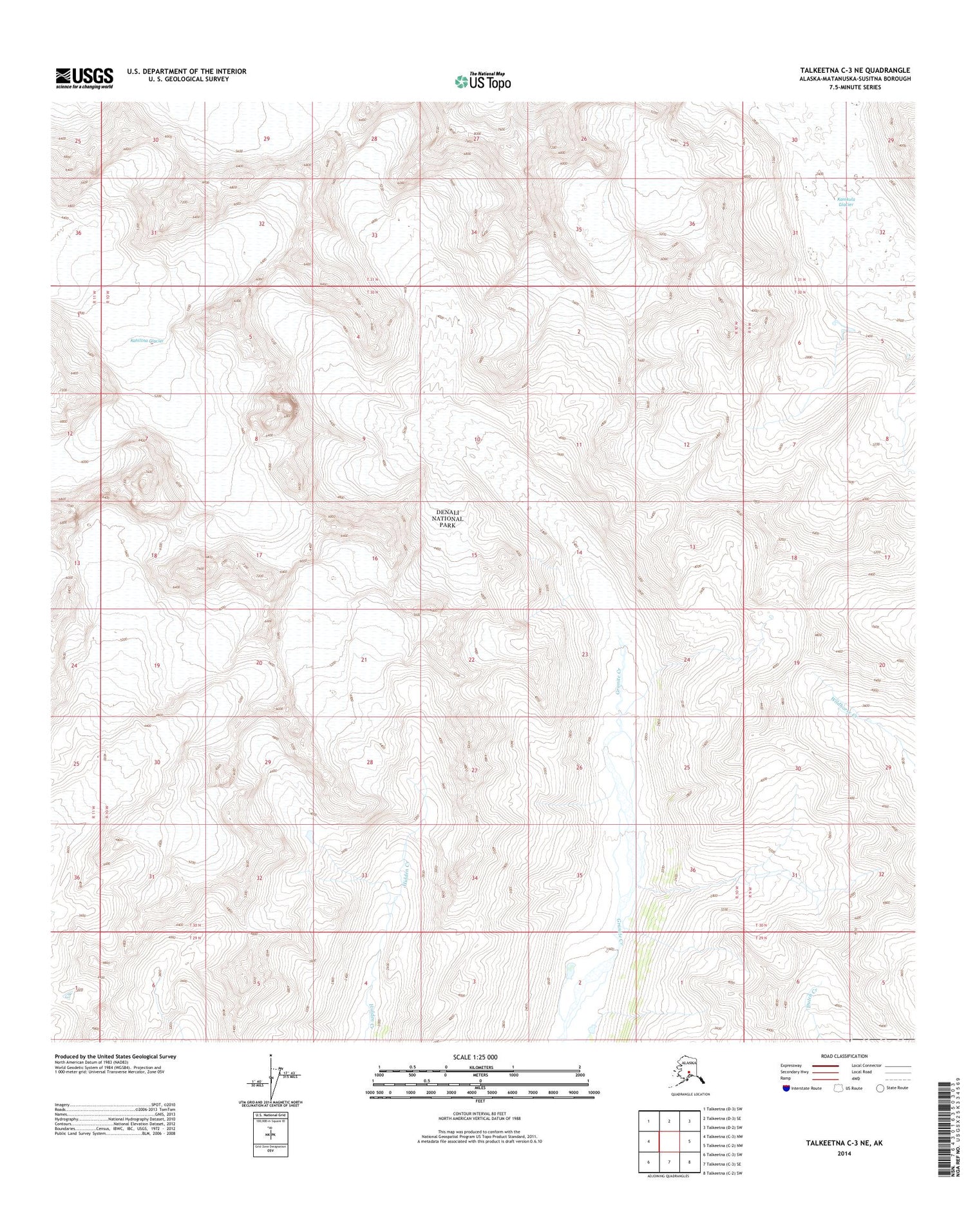 Talkeetna C-3 NE Alaska US Topo Map Image
