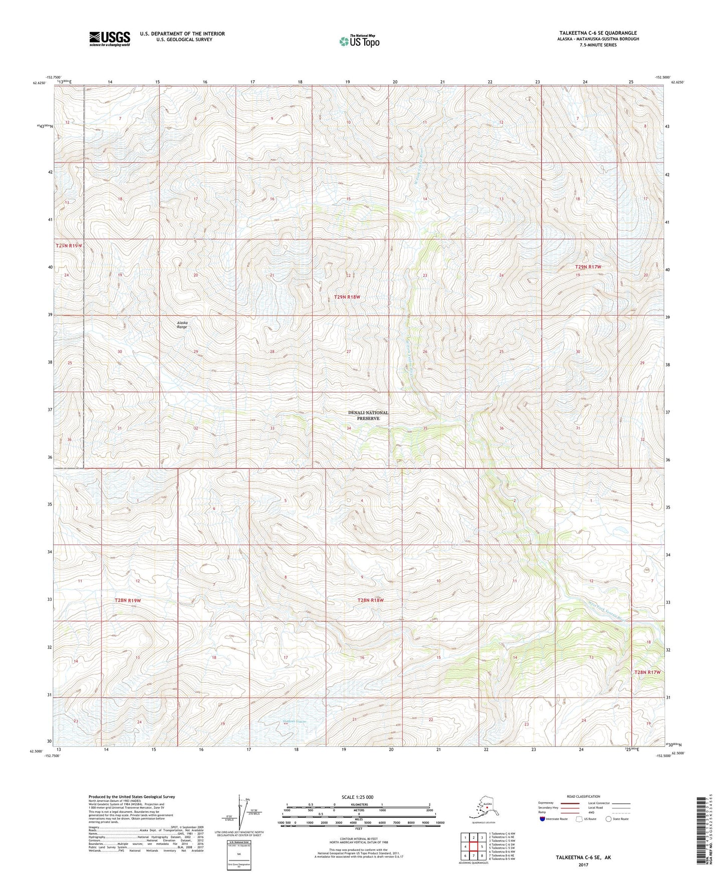 Talkeetna C-6 SE Alaska US Topo Map Image