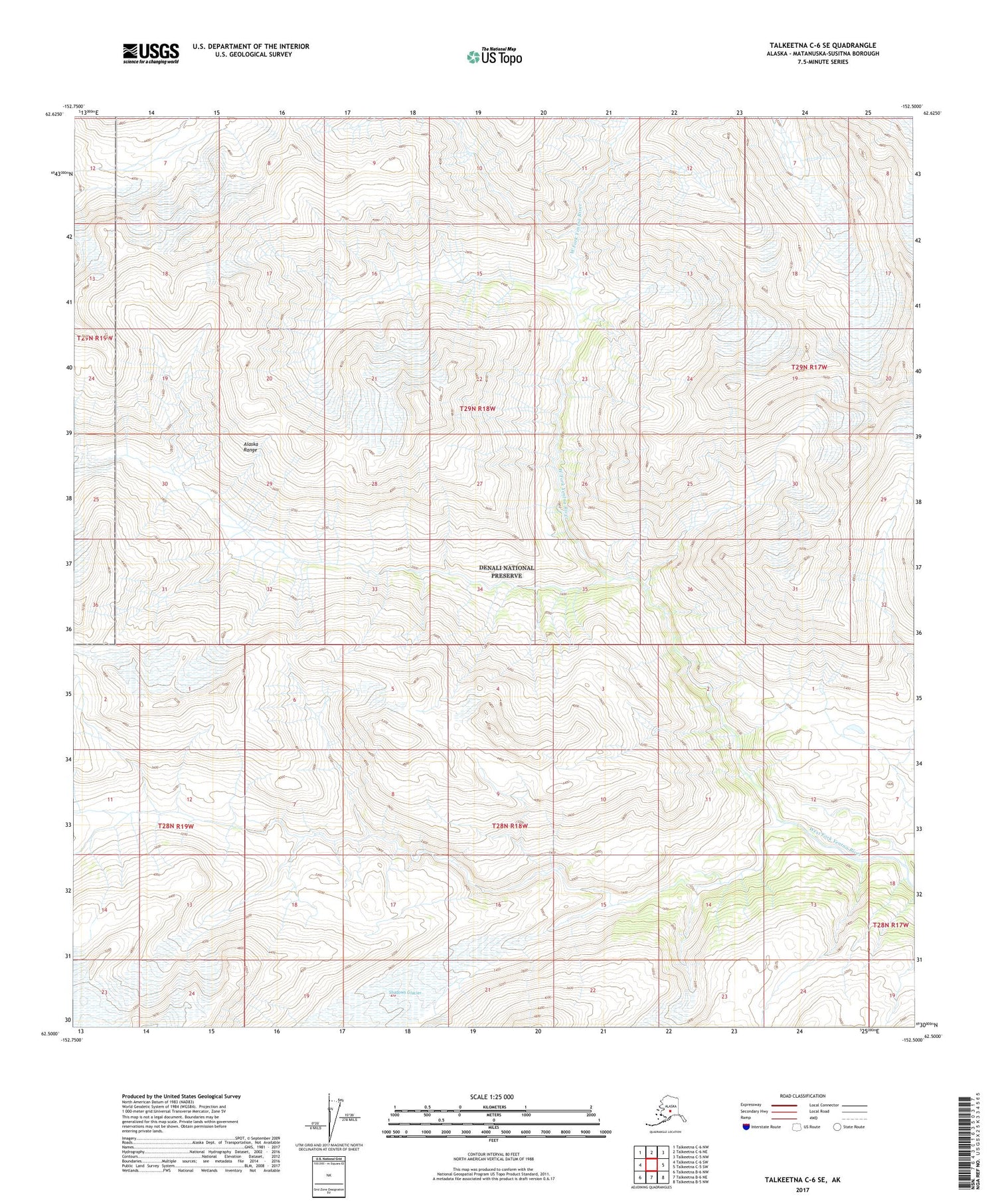 Talkeetna C-6 SE Alaska US Topo Map Image