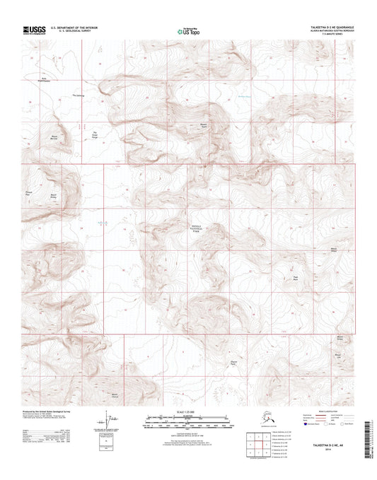Talkeetna D-2 NE Alaska US Topo Map Image