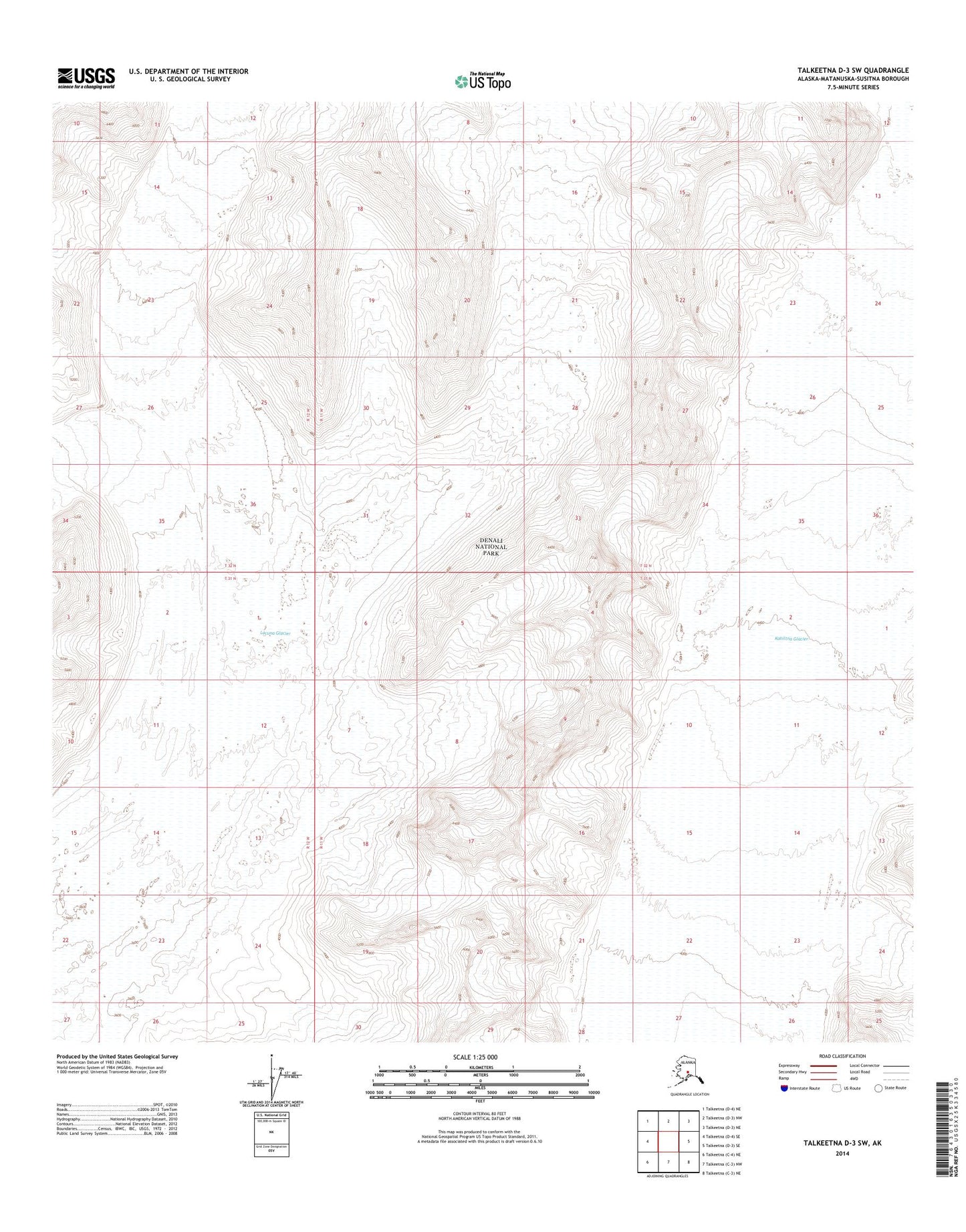 Talkeetna D-3 SW Alaska US Topo Map Image