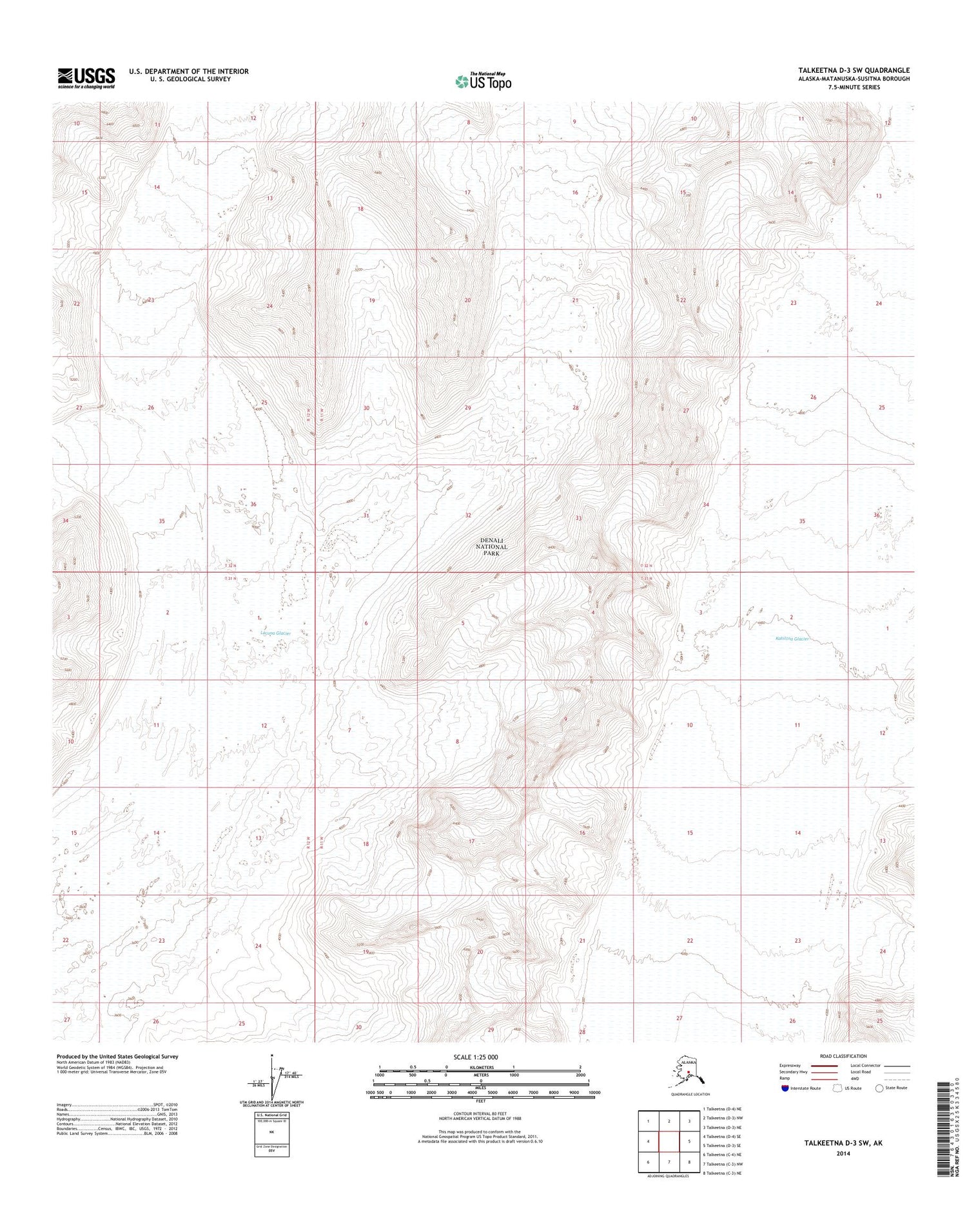Talkeetna D-3 SW Alaska US Topo Map Image