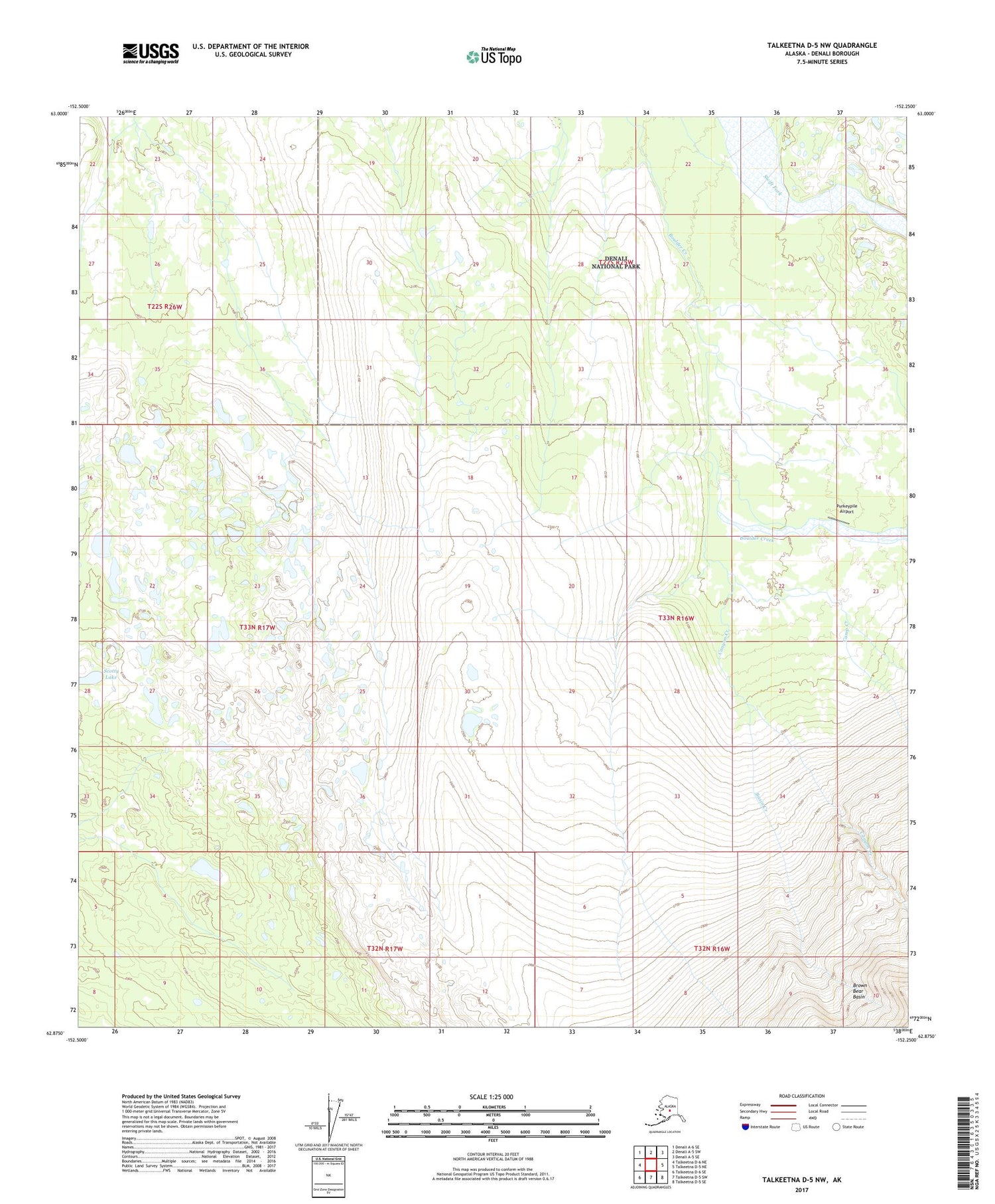 Talkeetna D-5 NW Alaska US Topo Map Image