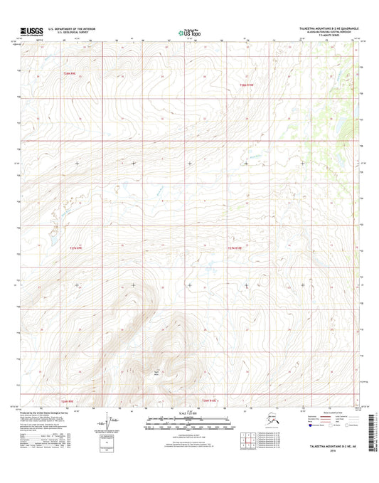 Talkeetna Mountains B-2 NE Alaska US Topo Map Image