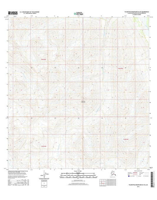 Talkeetna Mountains B-4 SE Alaska US Topo Map Image
