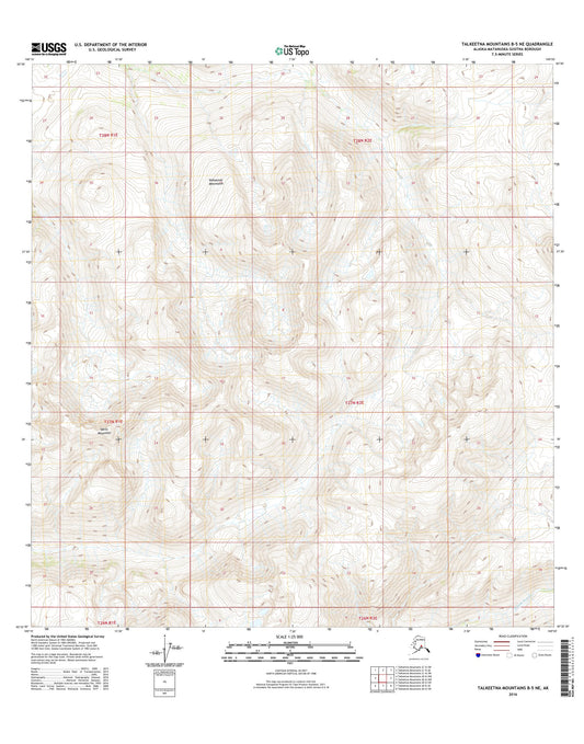 Talkeetna Mountains B-5 NE Alaska US Topo Map Image