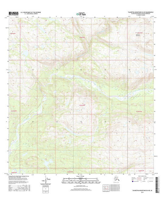 Talkeetna Mountains B-6 NE Alaska US Topo Map Image