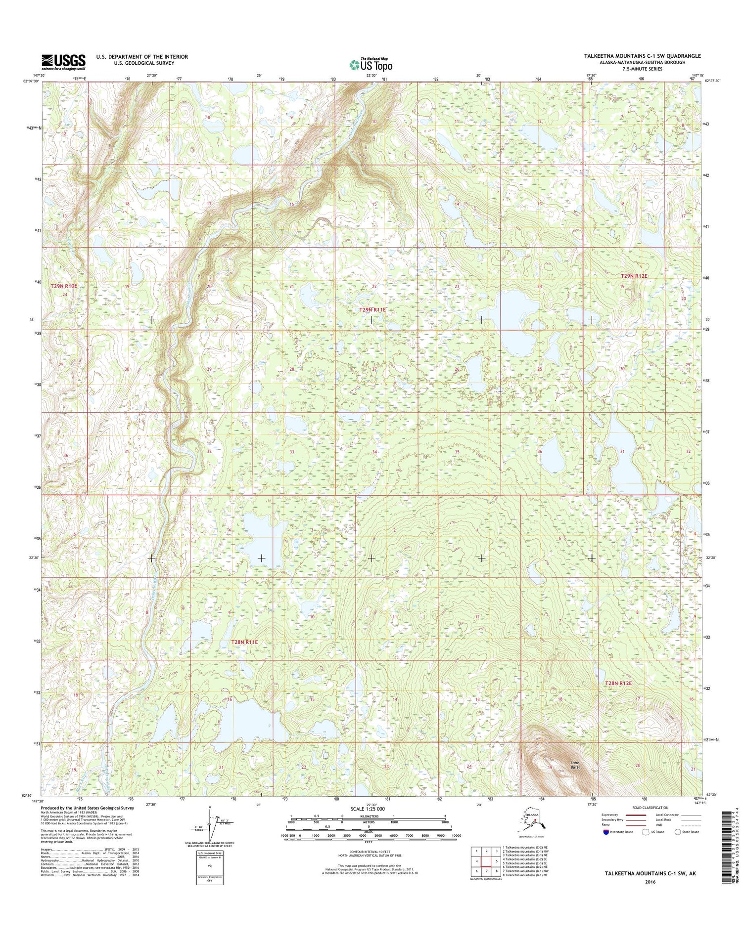 Talkeetna Mountains C-1 SW Alaska US Topo Map Image