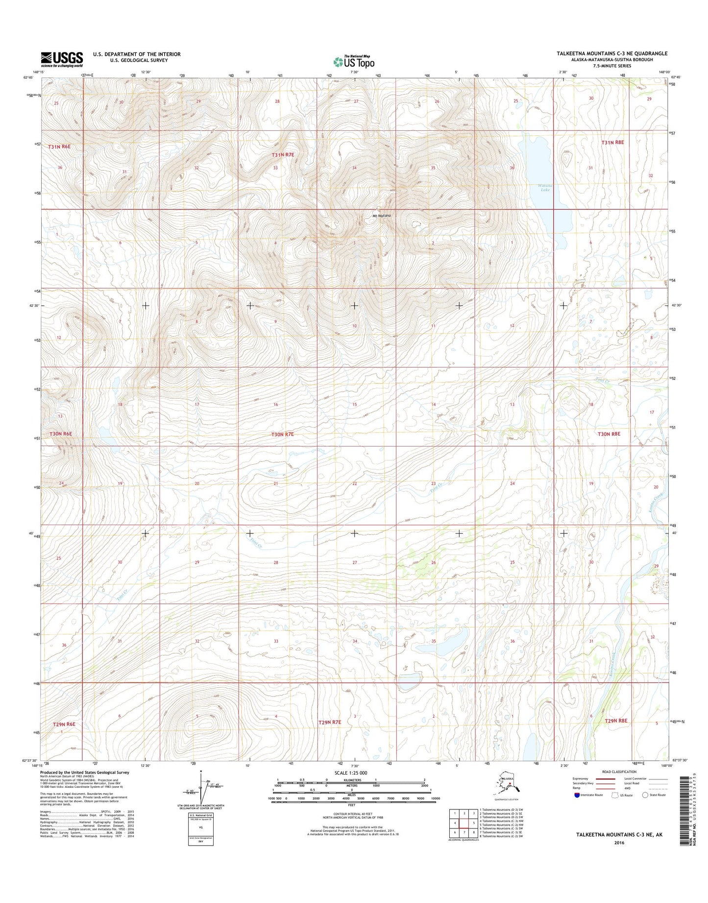 Talkeetna Mountains C-3 NE Alaska US Topo Map Image