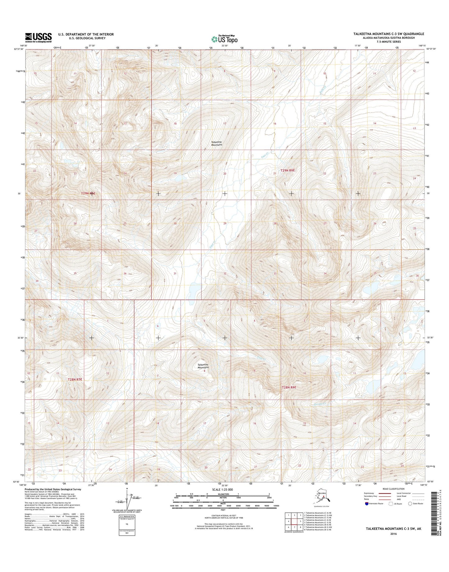 Talkeetna Mountains C-3 SW Alaska US Topo Map Image