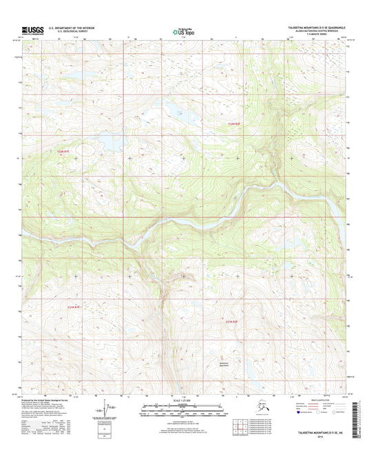 Talkeetna Mountains D-5 SE Alaska US Topo Map Image